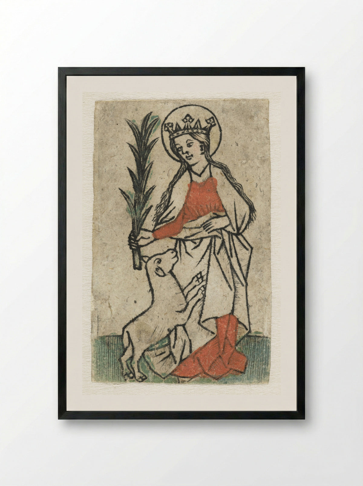 Heilige Agnes - Meester van de Olijfberg uit de Verzameling Dutuit - Framed Print Black