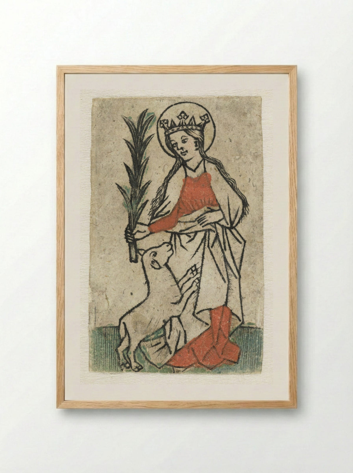 Heilige Agnes - Meester van de Olijfberg uit de Verzameling Dutuit - Framed Print Wood