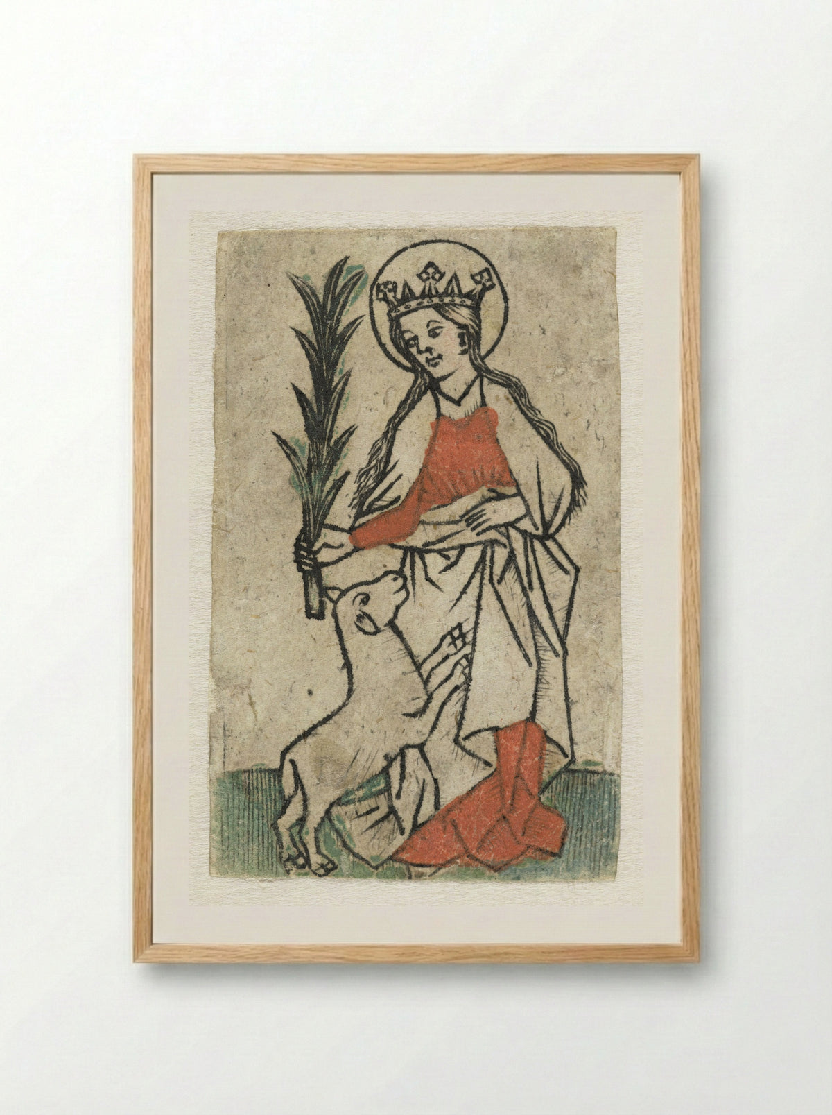 Heilige Agnes - Meester van de Olijfberg uit de Verzameling Dutuit - Framed Print Wood
