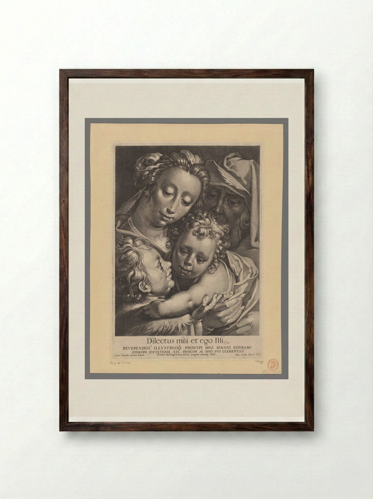 Heilige Familie met Johannes de Doper - Lucas Kilian - Framed Print Dark Wood