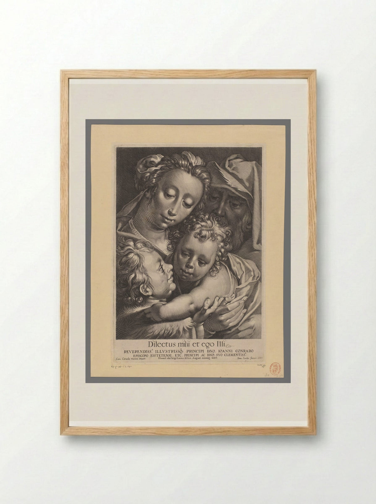 Heilige Familie met Johannes de Doper - Lucas Kilian - Framed Print Wood