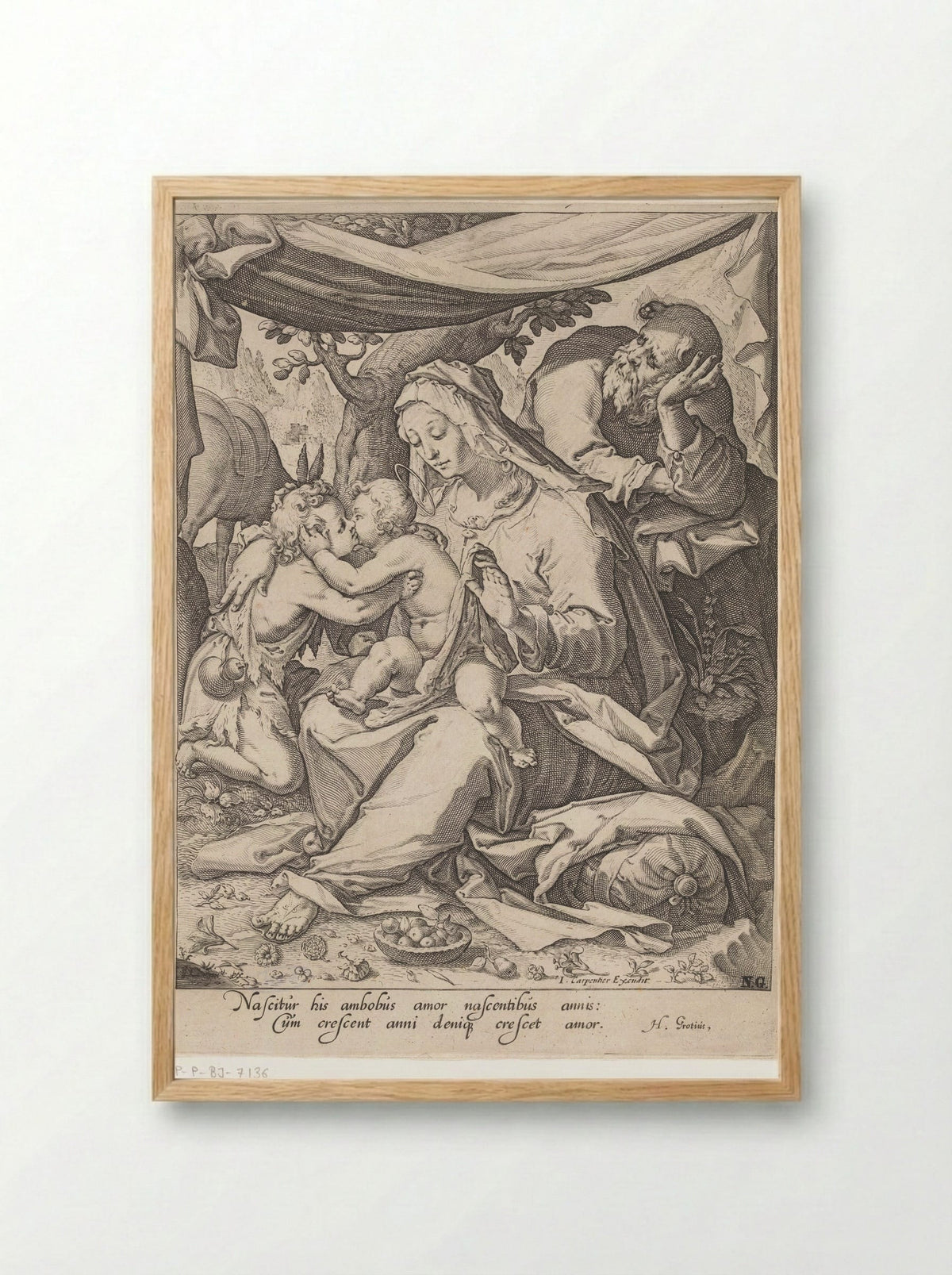 Heilige Familie met Johannes de Doper - Zacharias Dolendo - Framed Print Wood