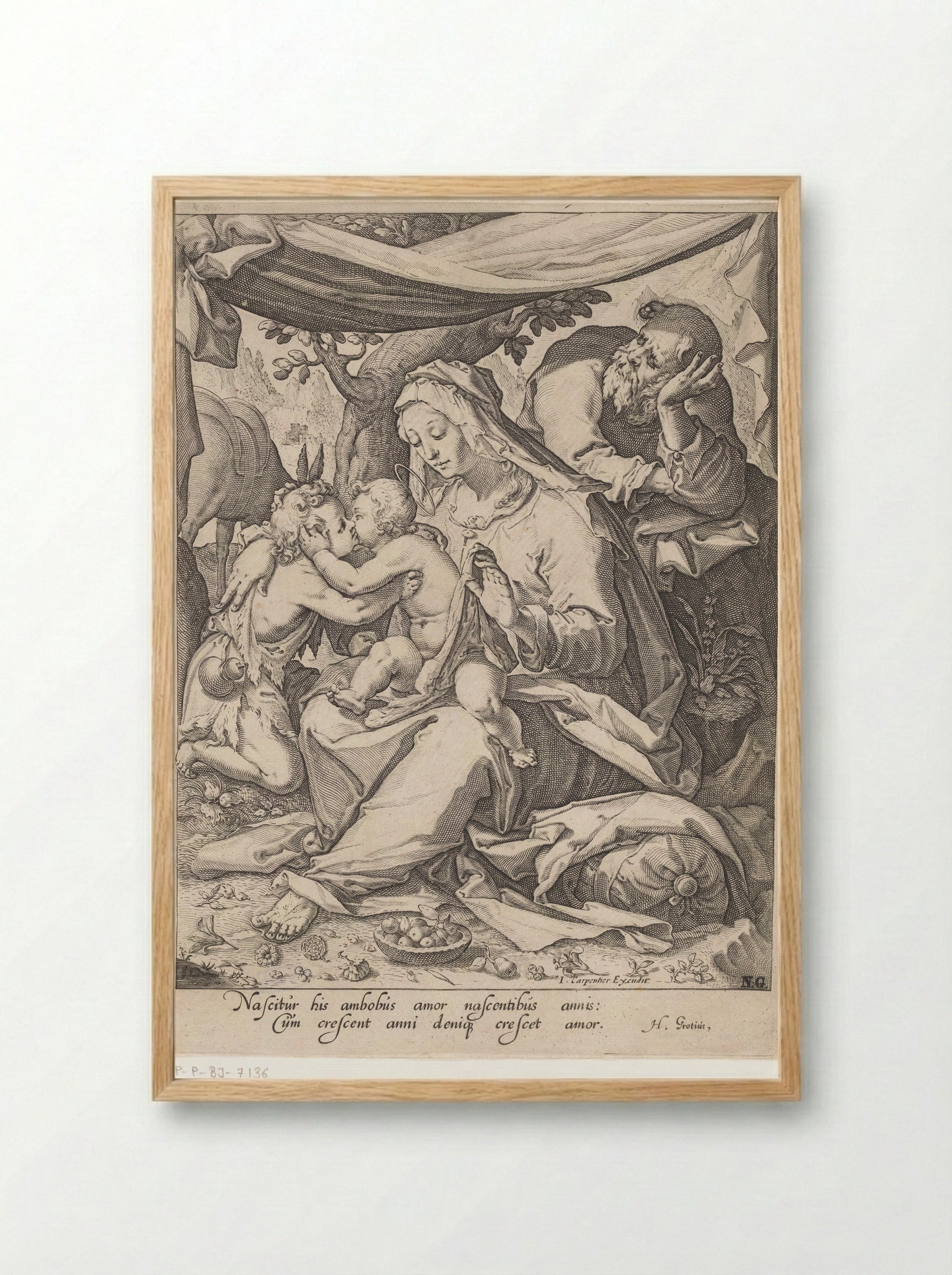 Heilige Familie met Johannes de Doper - Zacharias Dolendo - Framed Print Wood