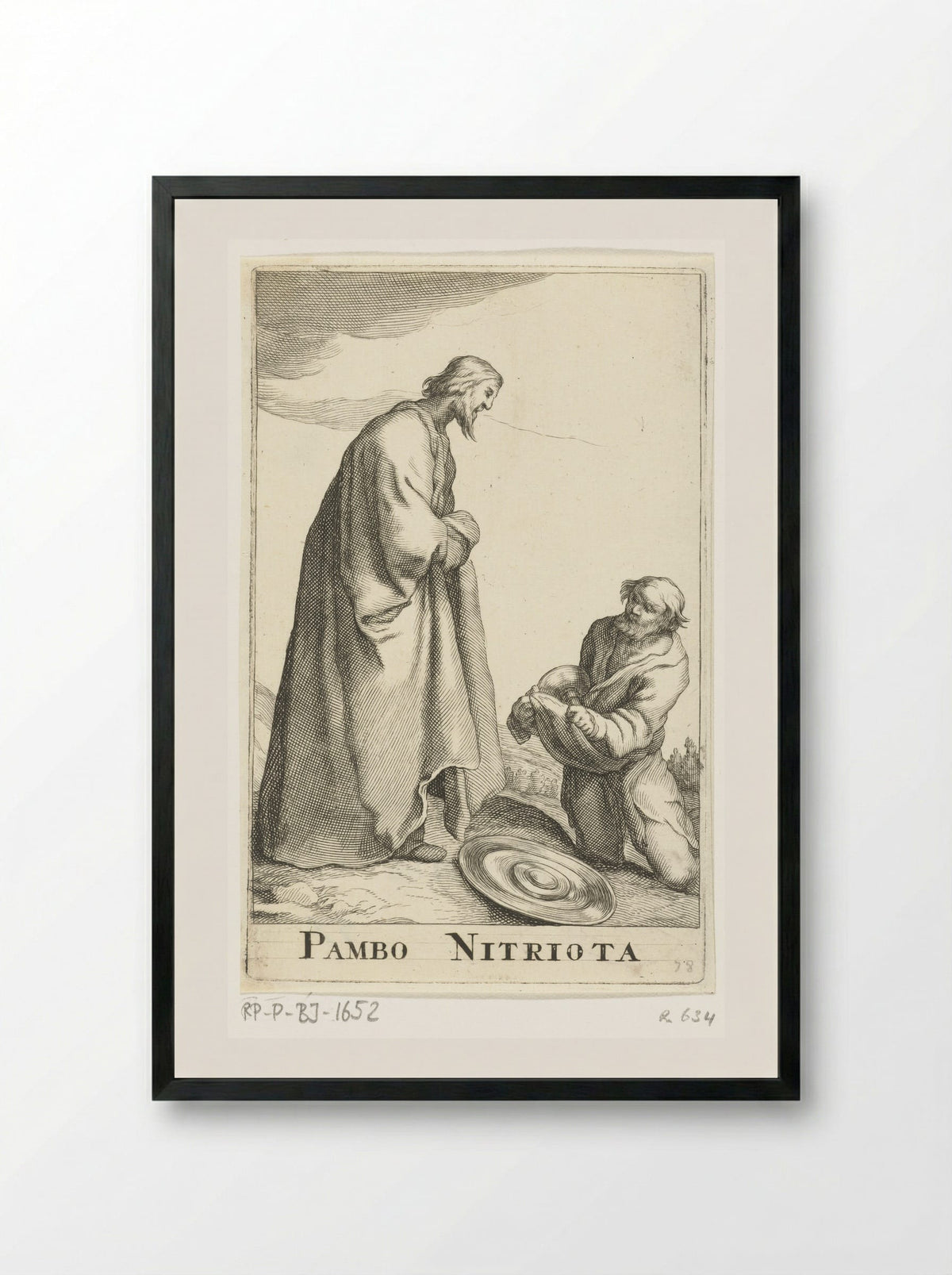 Heilige Pambo van Nitria - Frederick Bloemaert - Framed Print Black