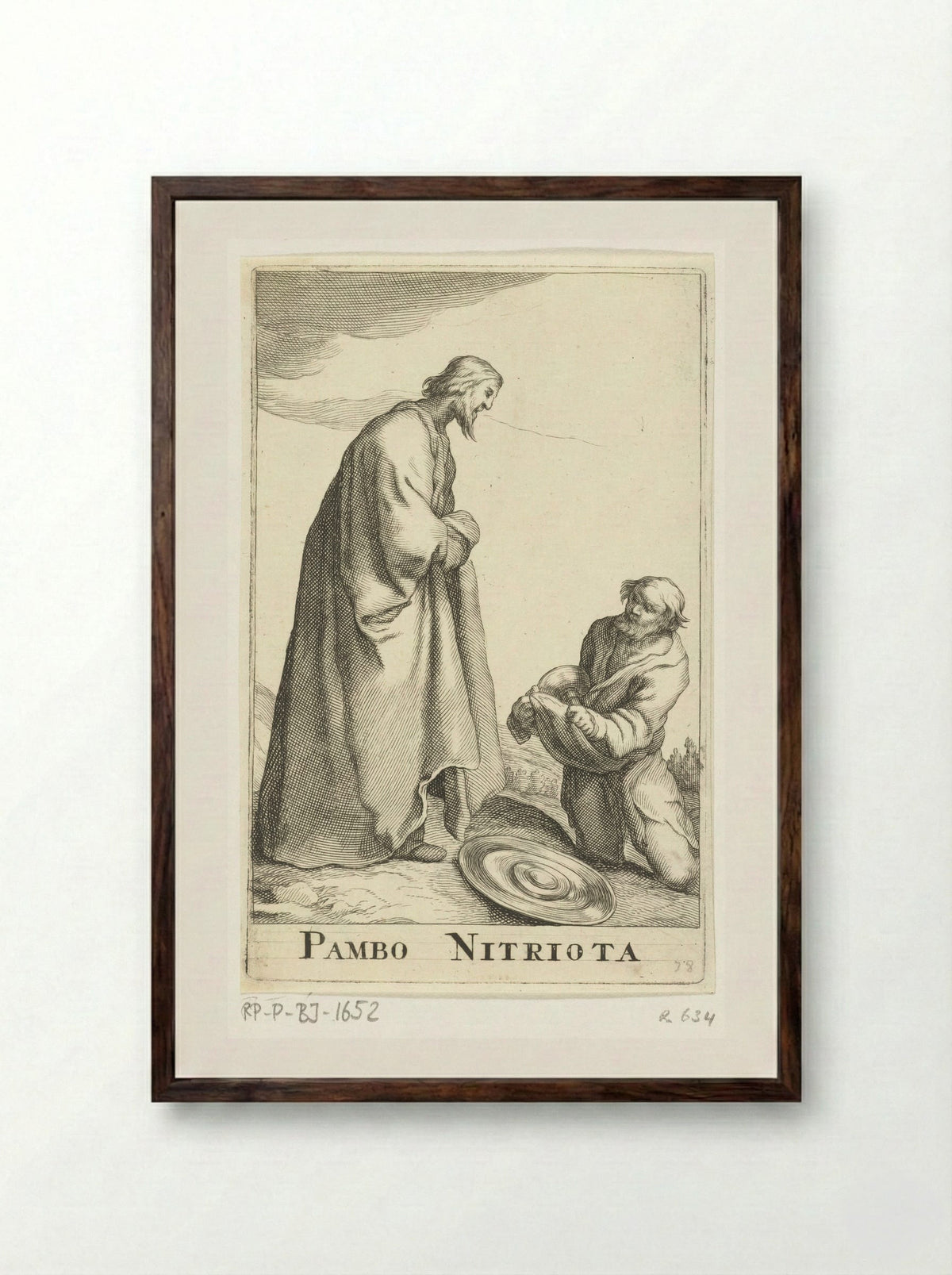 Heilige Pambo van Nitria - Frederick Bloemaert - Framed Print Dark Wood