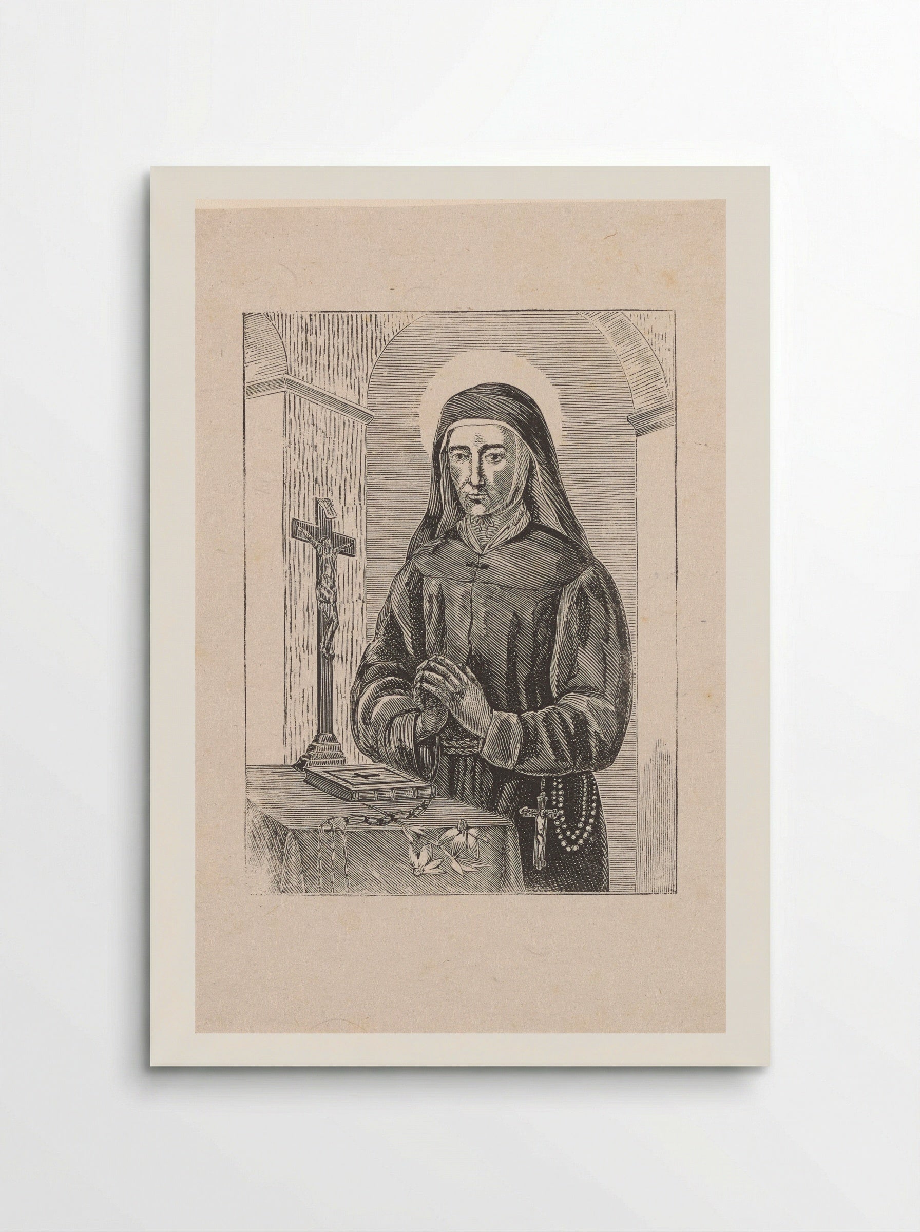 Heilige met een crucifix, een bijbel en een bloem - Isaac Weissenbruch - Poster