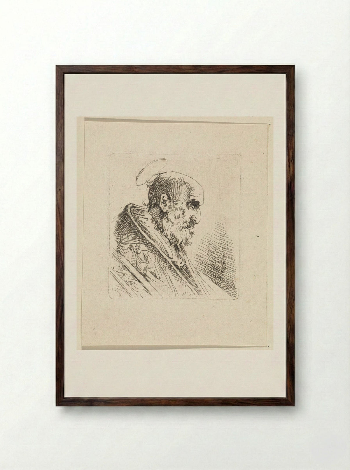Heilige met nimbus - Henricus Turken - Framed Print Dark Wood