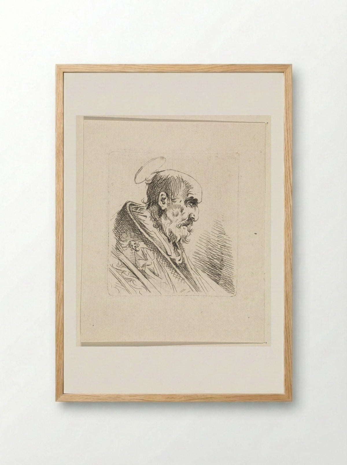 Heilige met nimbus - Henricus Turken - Framed Print Wood