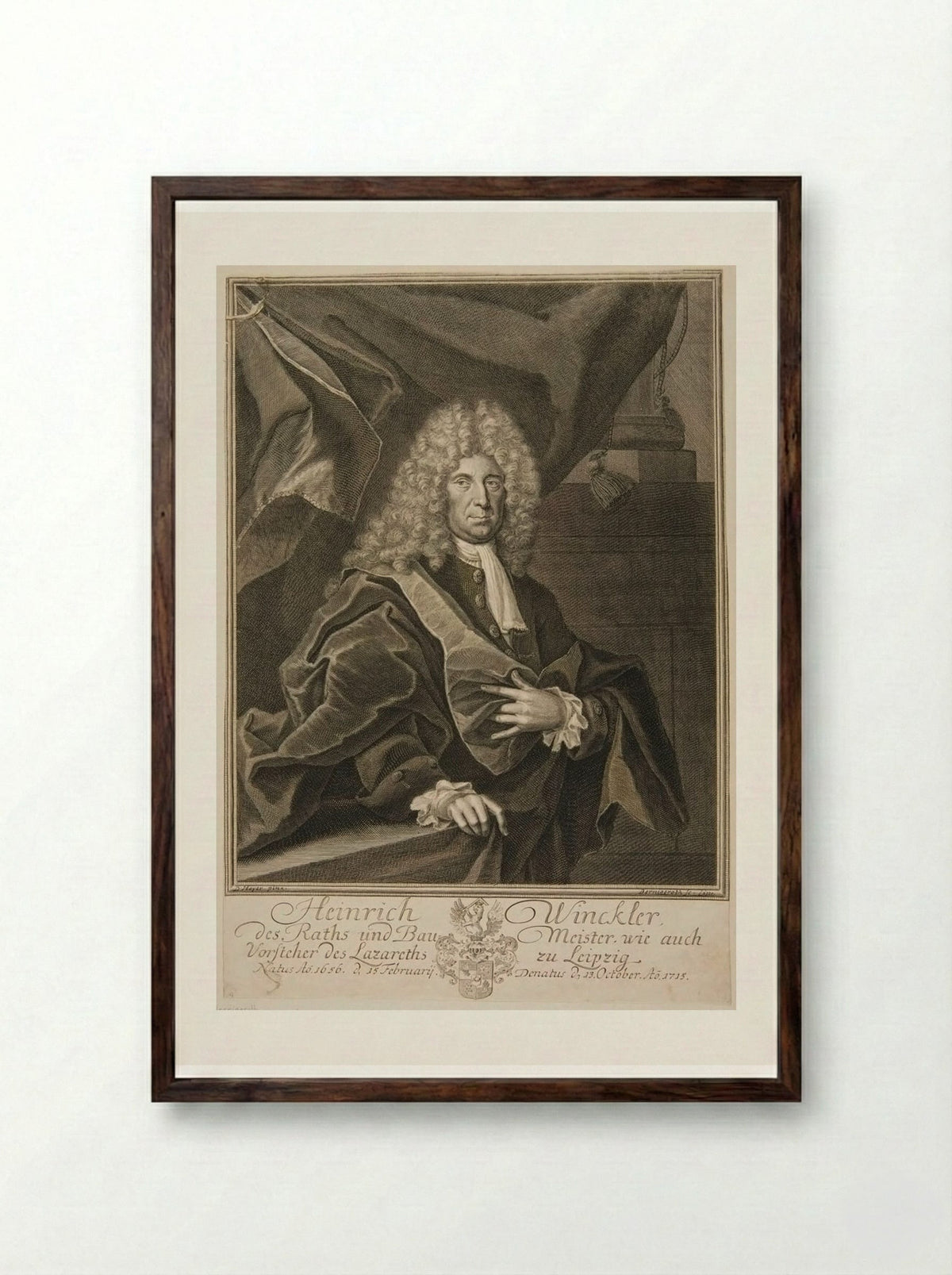 Heinrich Winckler - Johann Martin Bernigeroth - Framed Print Dark Wood
