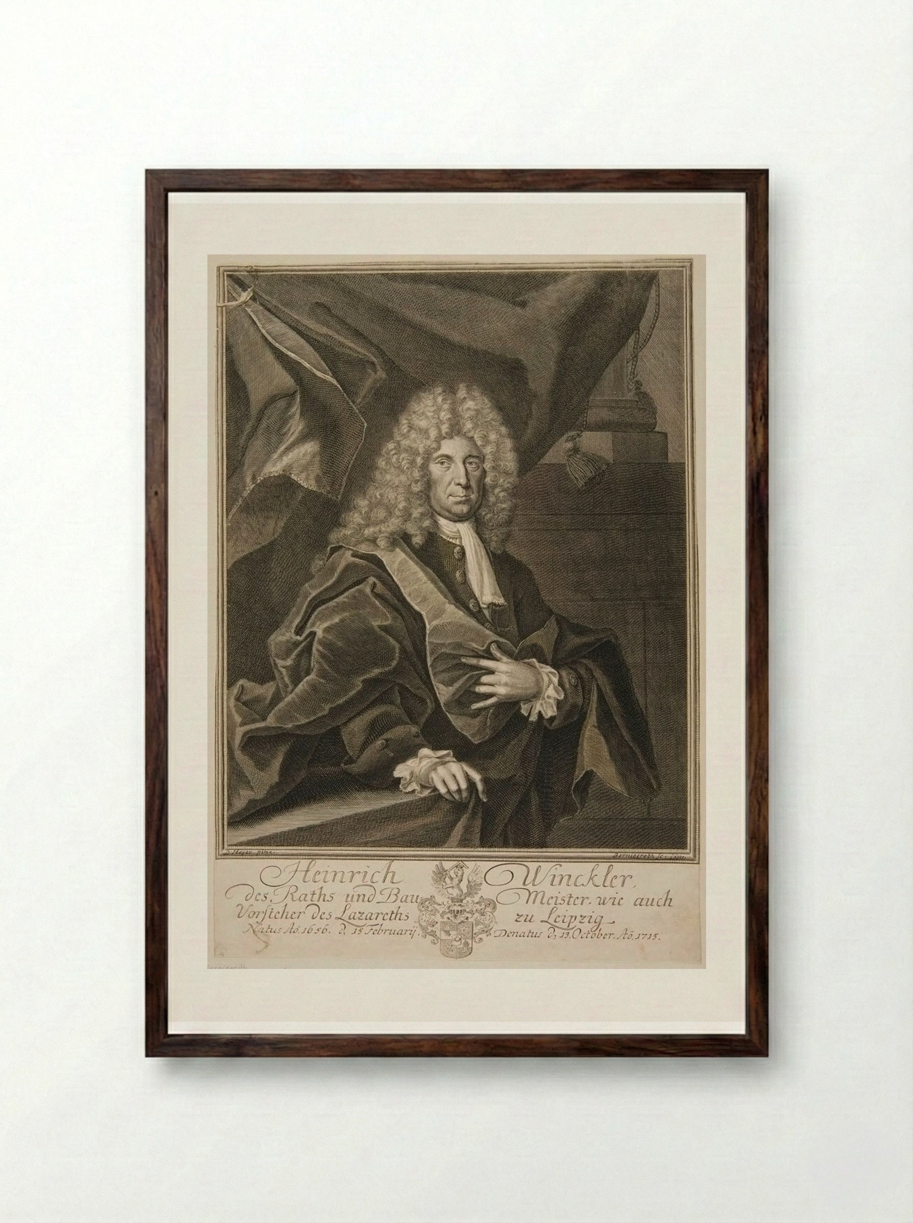 Heinrich Winckler - Johann Martin Bernigeroth - Framed Print Dark Wood