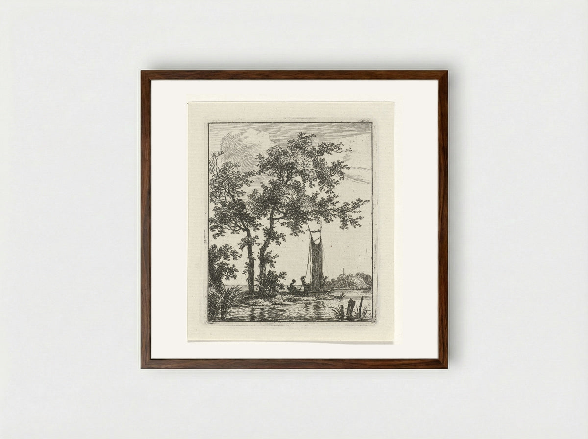Heisen van het zeil - Hermanus Fock - Framed Print Dark Wood