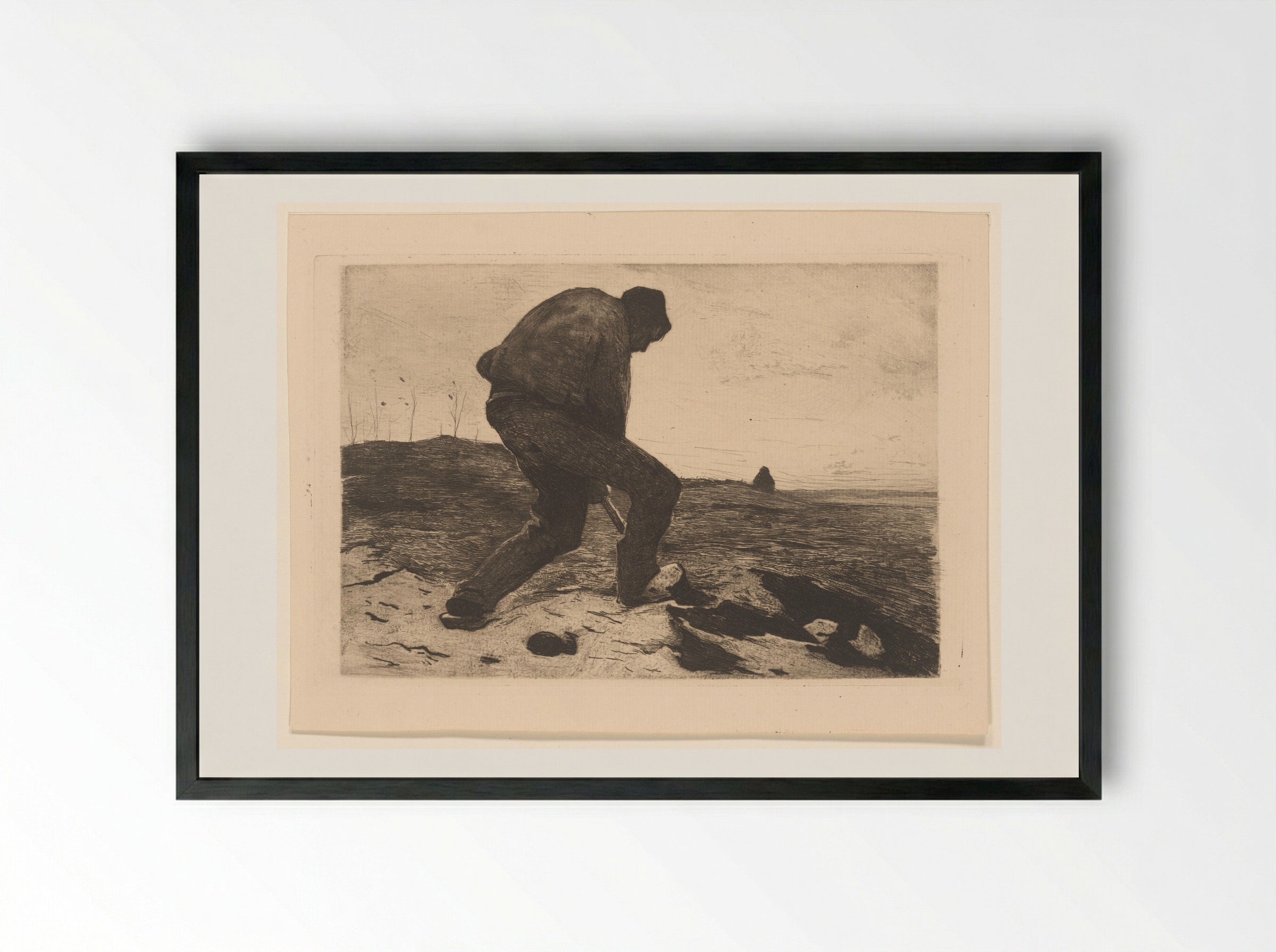 Heiwerker (Heath Worker) - Willem Witsen - Framed Print Black