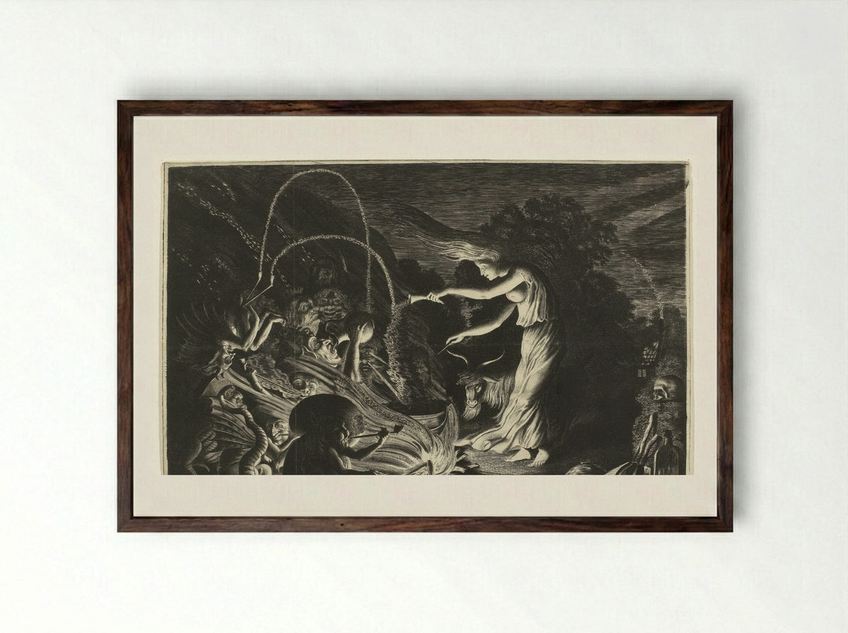 Heks (The Witch) - Jan van de Velde (II) - Framed Print Dark Wood
