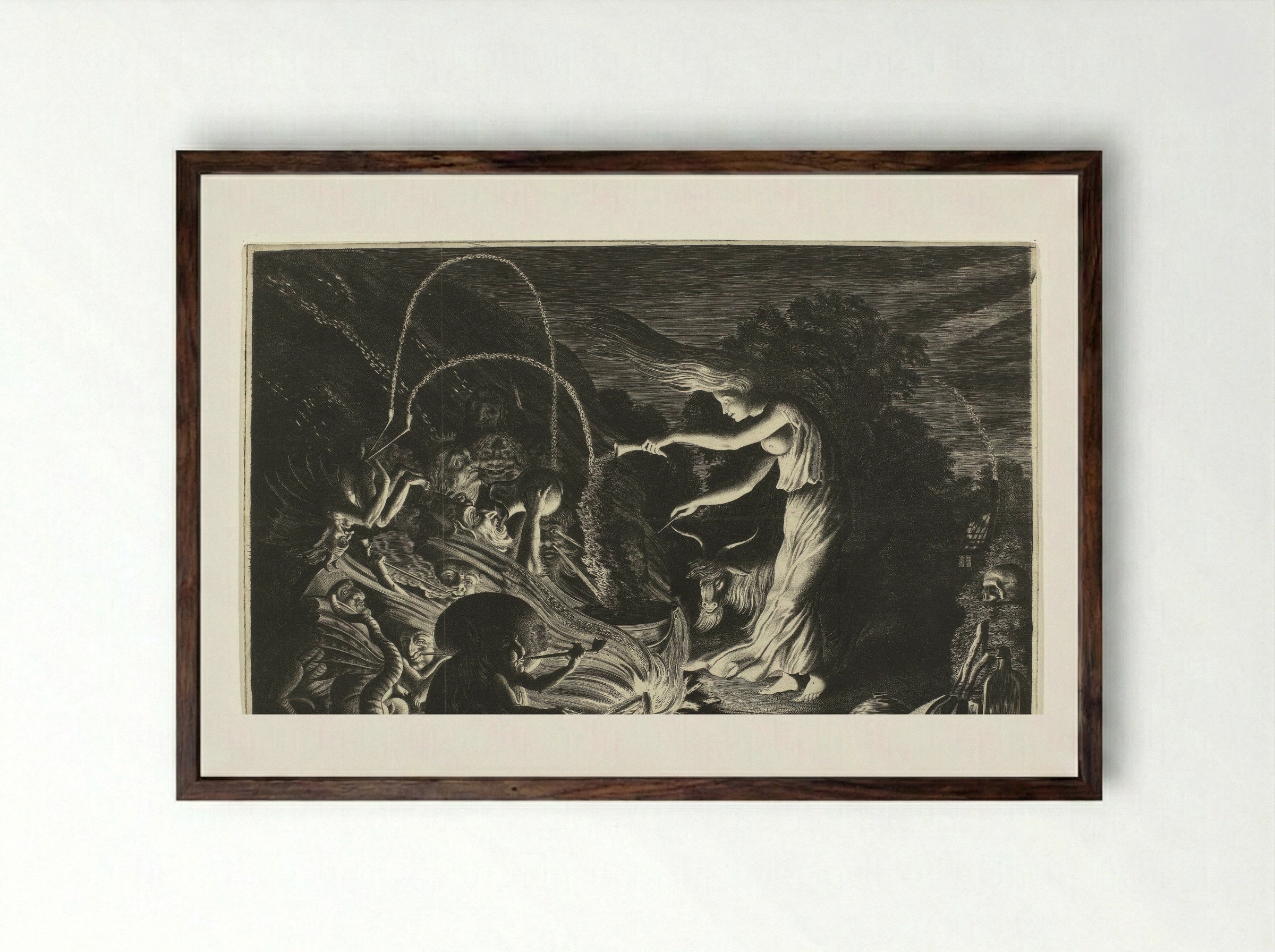 Heks (The Witch) - Jan van de Velde (II) - Framed Print Dark Wood