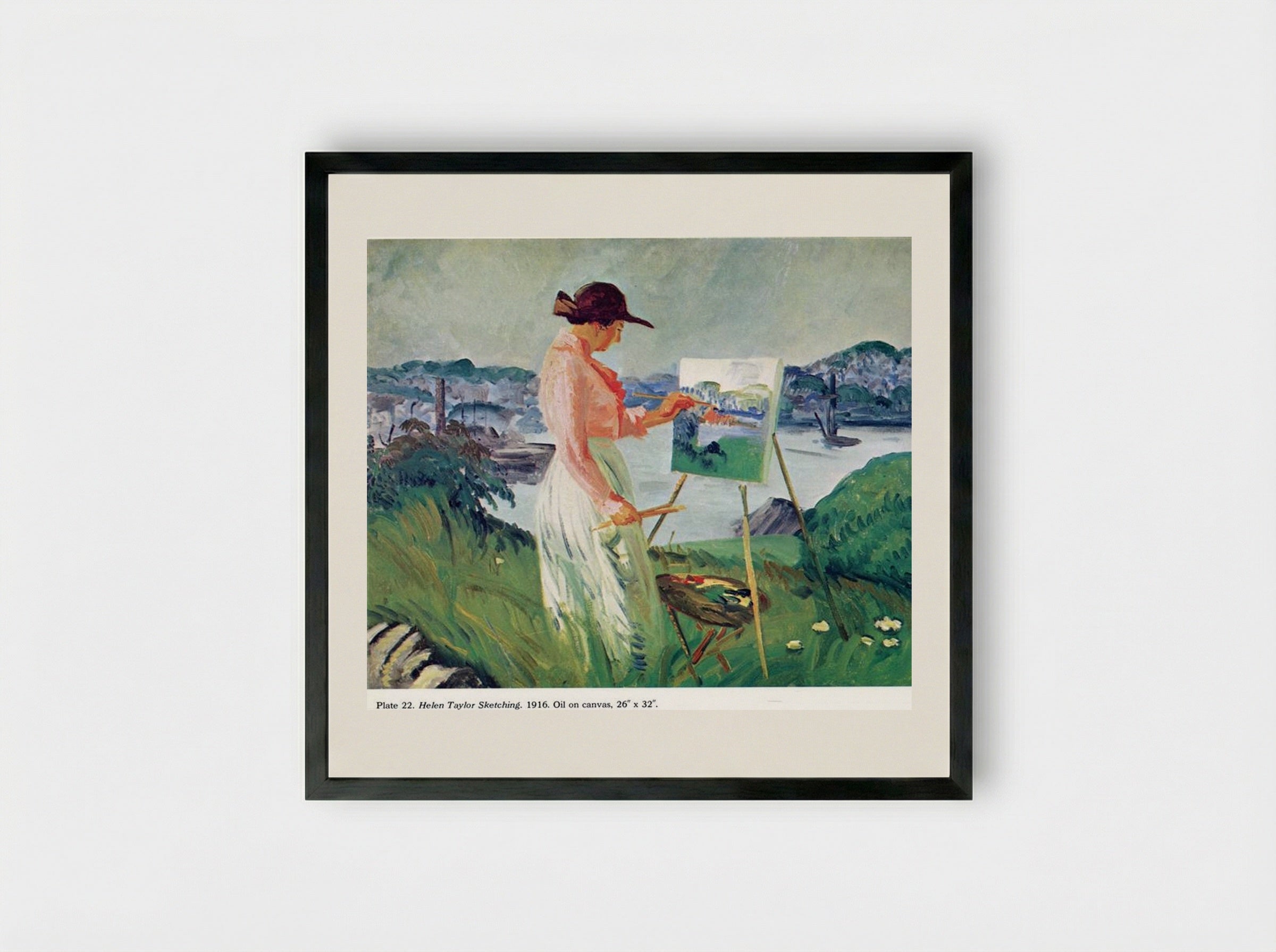 Helen Taylor Sketching - John French Sloan - Framed Print Black