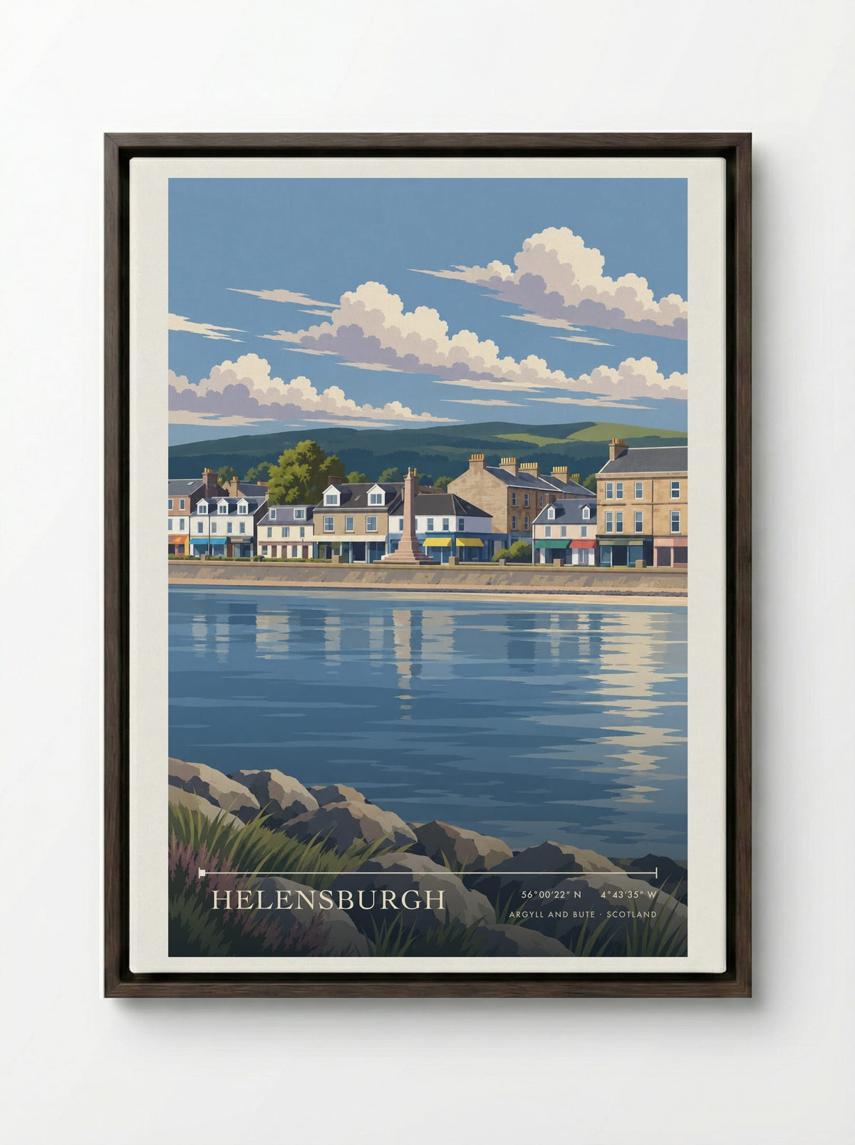 Helensburgh, Argyll and Bute | Travel Poster - Framed Canvas Dark Wood