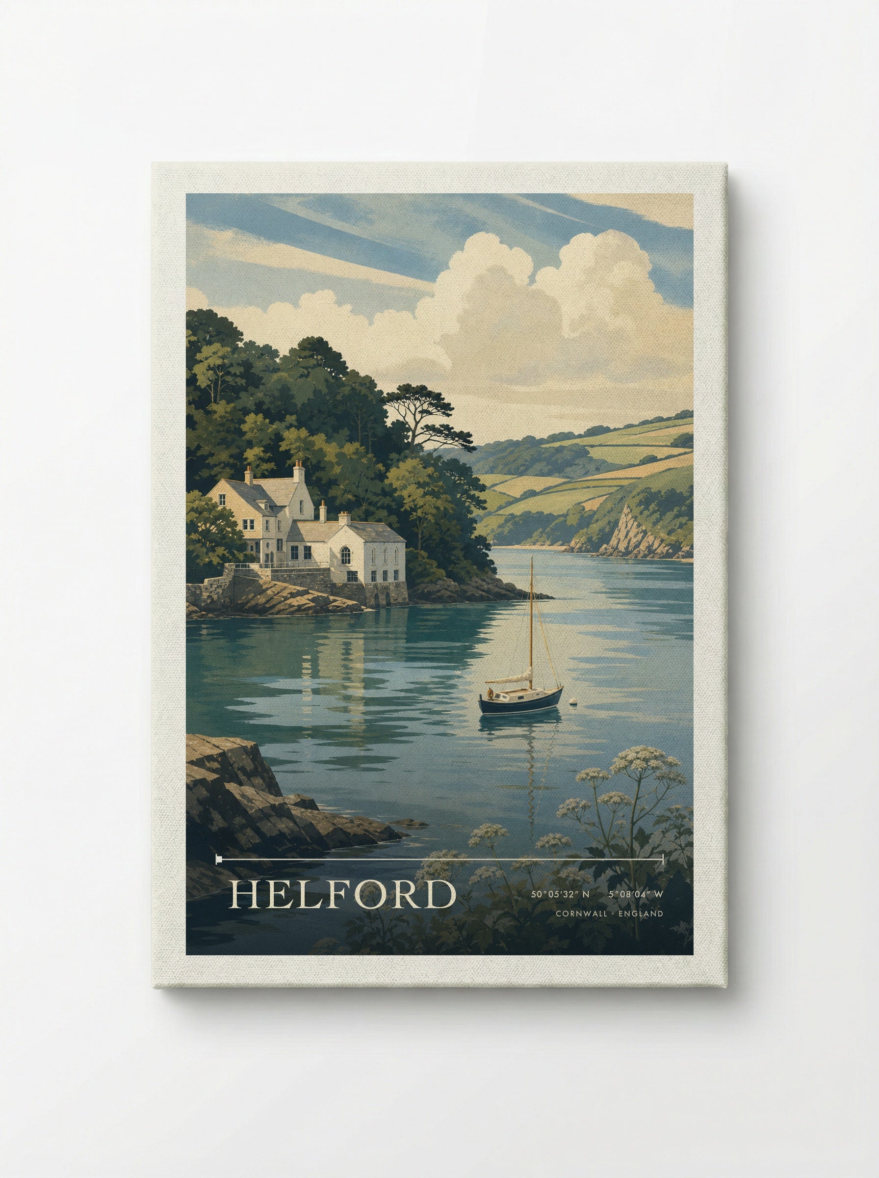 Helford Cornwall England Travel Poster - Canvas