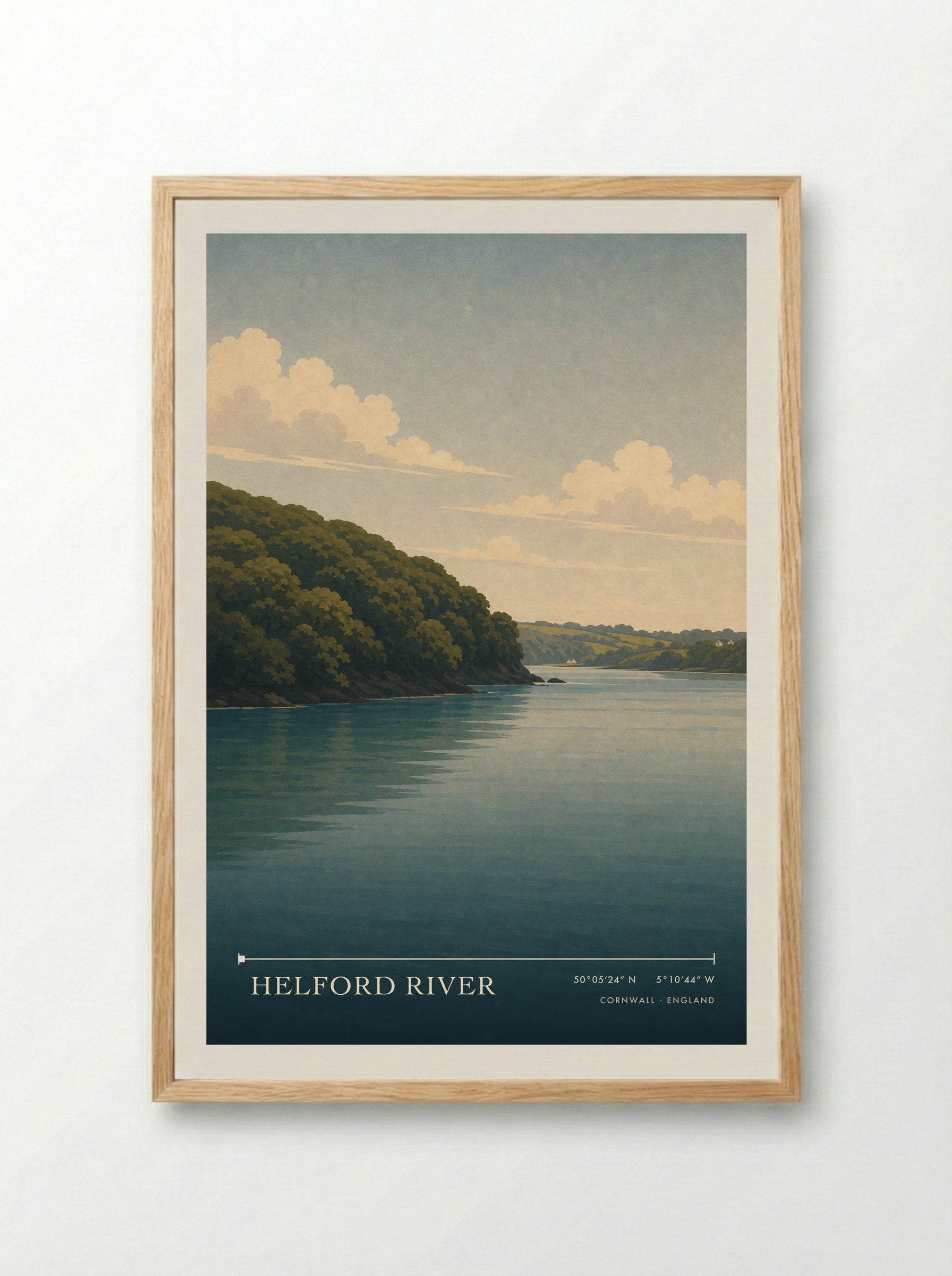Helford River Cornwall England Travel Poster - Framed Print Wood