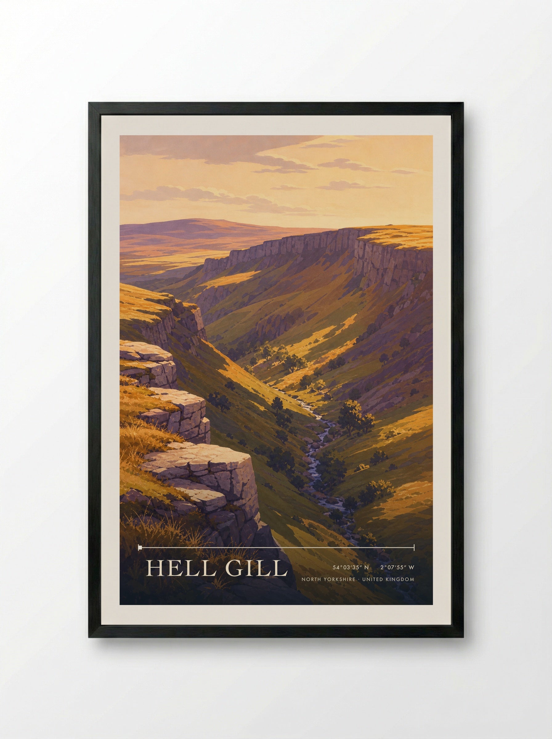 Hell Gill North Yorkshire United Kingdom Travel Poster - Framed Print Black