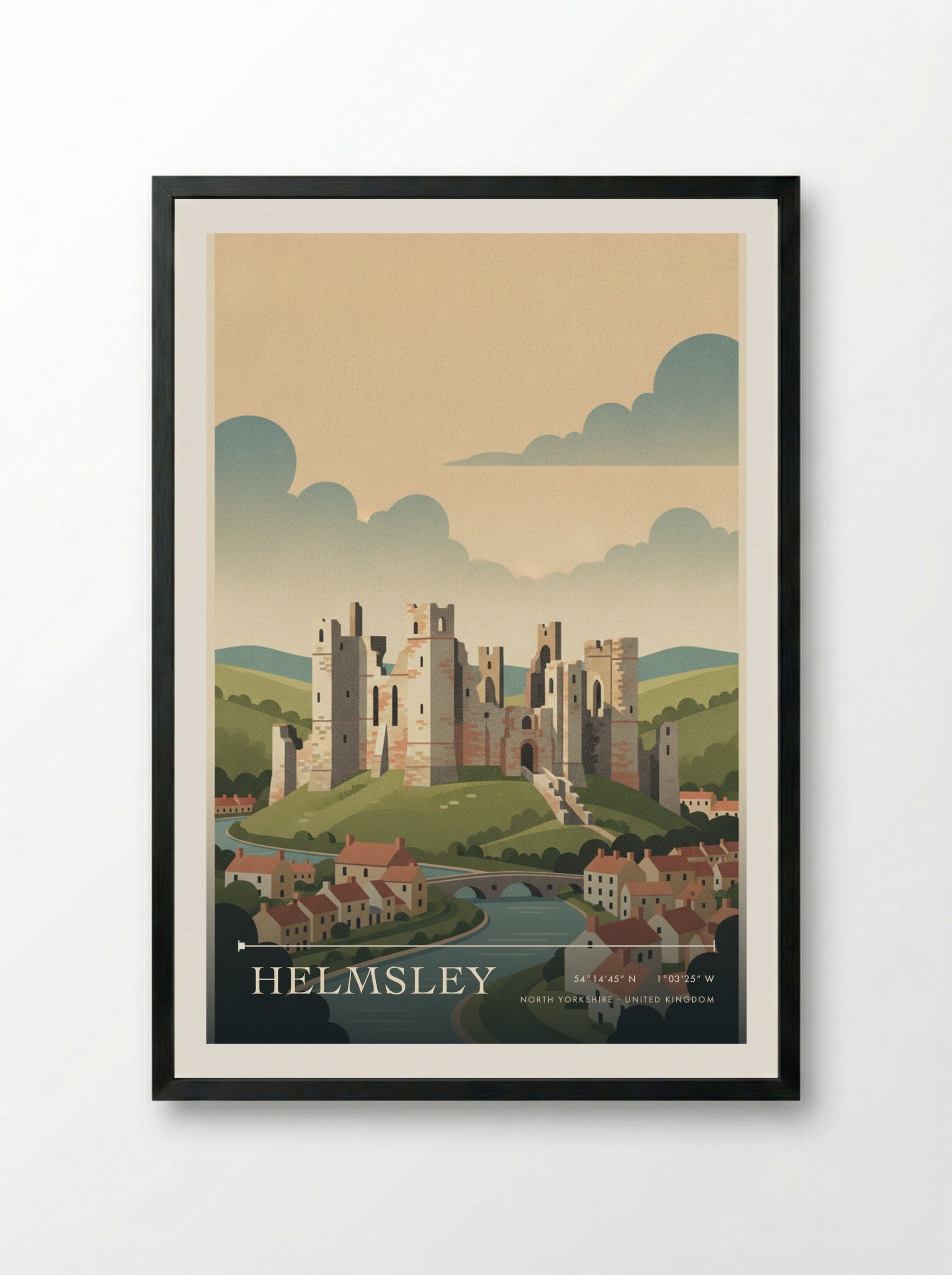 Helmsley North Yorkshire United Kingdom Travel Poster - Framed Print Black
