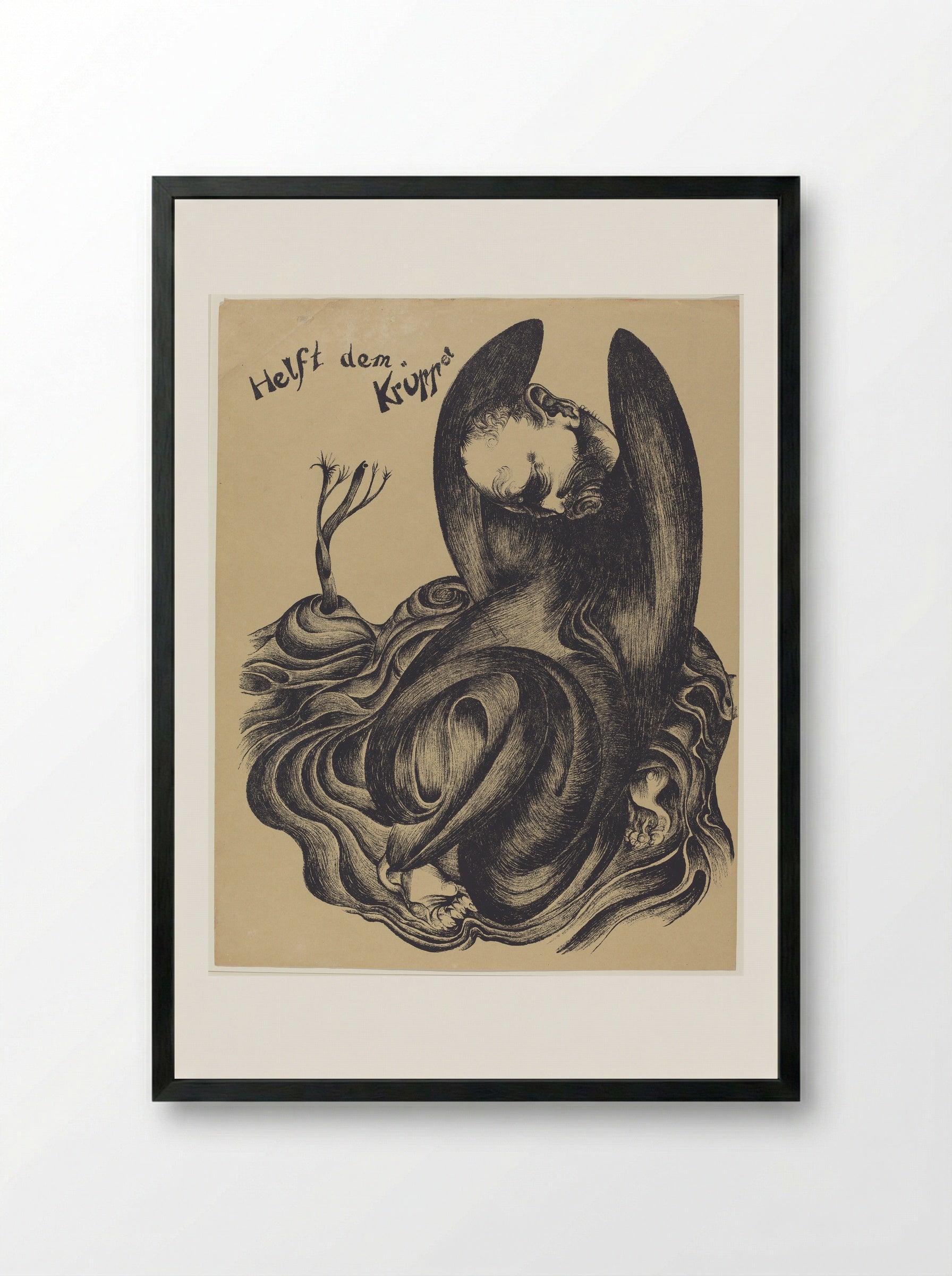 Help the Cripple - Heinrich Hoerle - Framed Print Black
