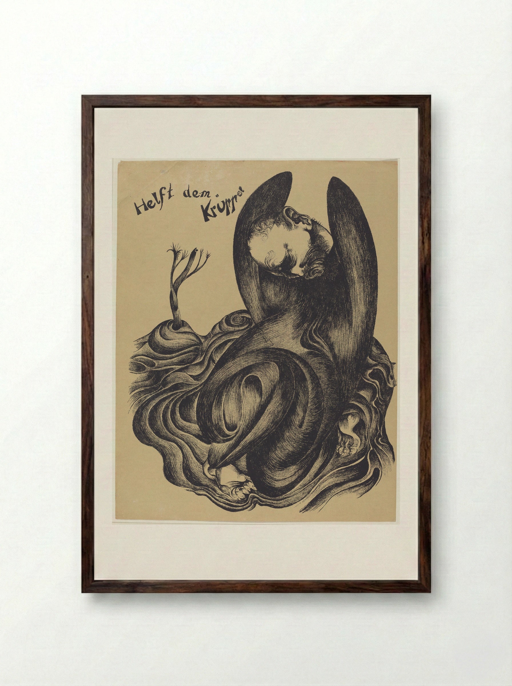 Help the Cripple - Heinrich Hoerle - Framed Print Dark Wood