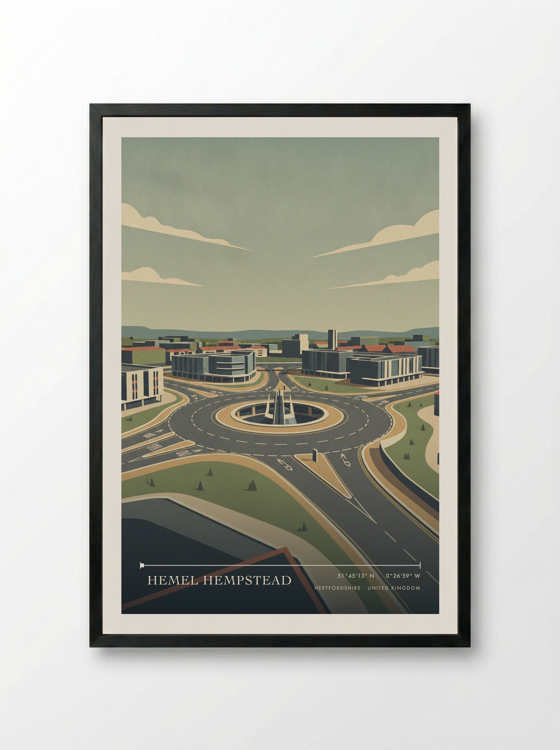 Hemel Hempstead Hertfordshire United Kingdom Travel Poster - Framed Print Black
