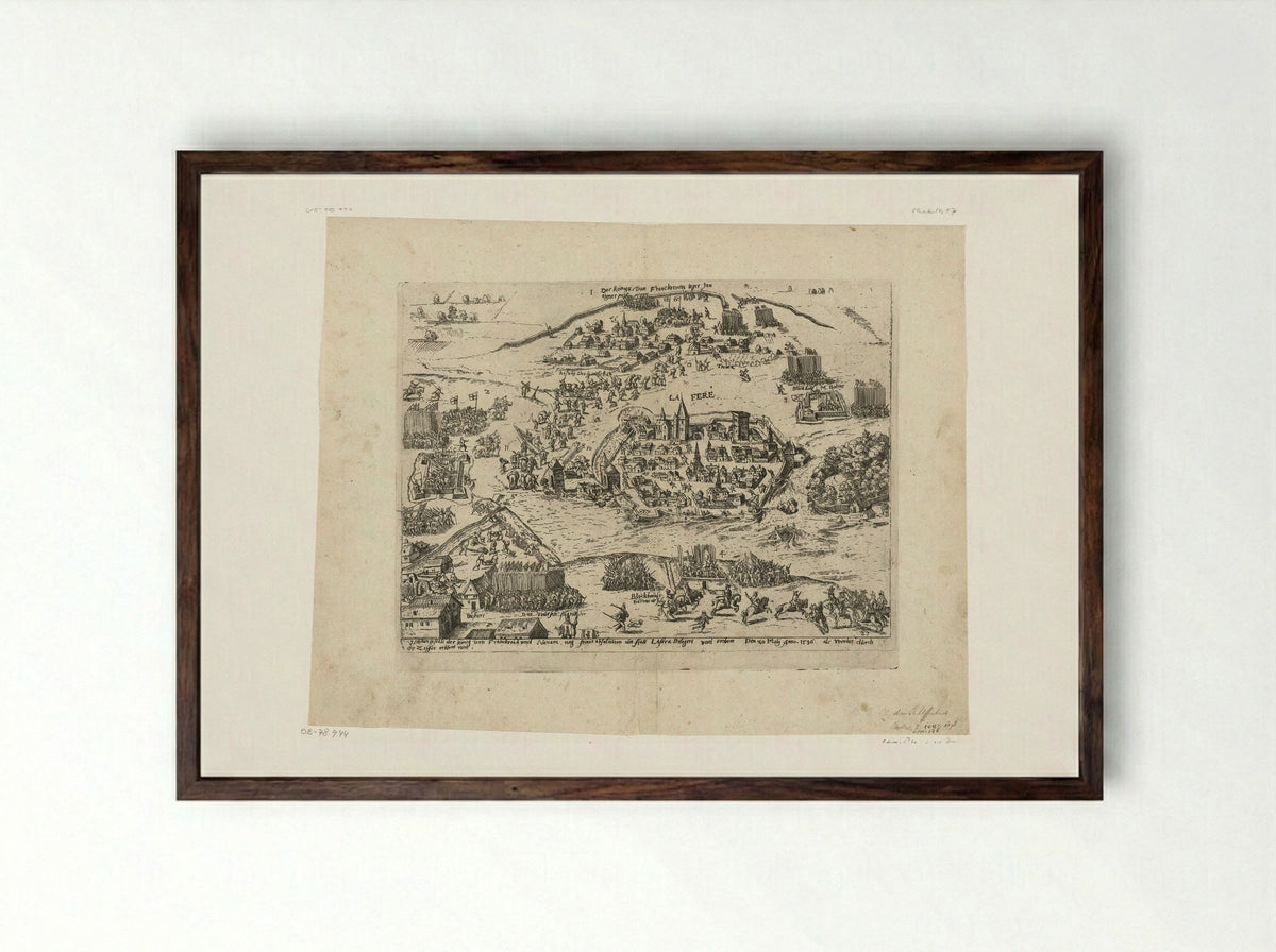 Hendrik IV neemt La Fère in - Philipp Uffenbach - Framed Print Dark Wood