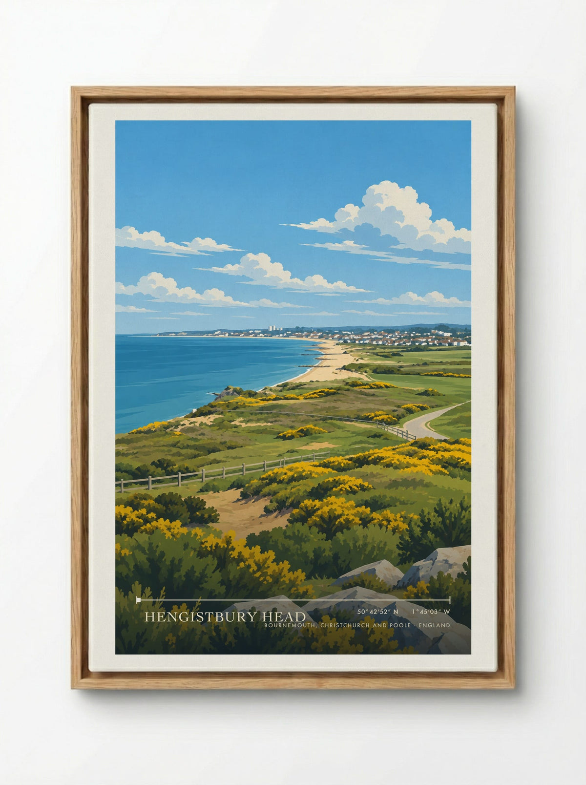 Hengistbury Head, Bournemouth, Christchurch and Poole | Travel Poster - Framed Canvas Wood