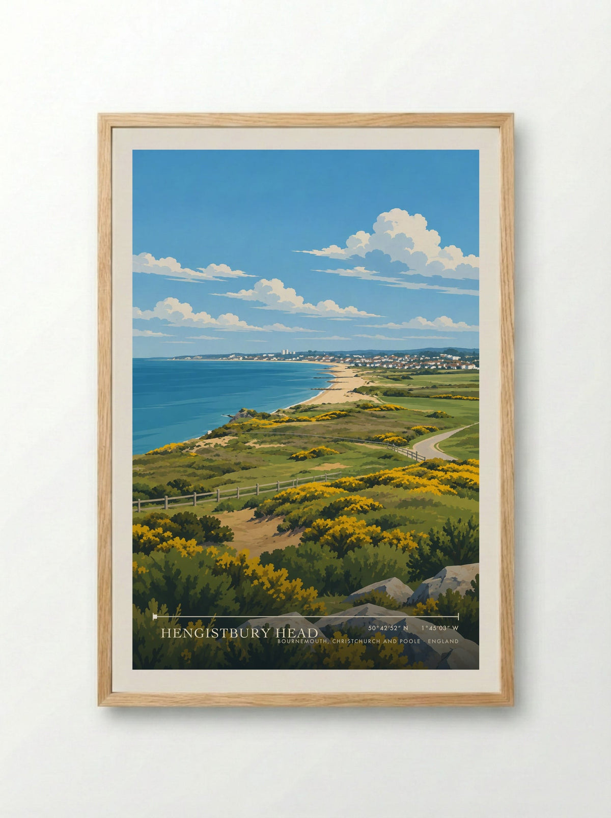 Hengistbury Head, Bournemouth, Christchurch and Poole | Travel Poster - Framed Print Wood