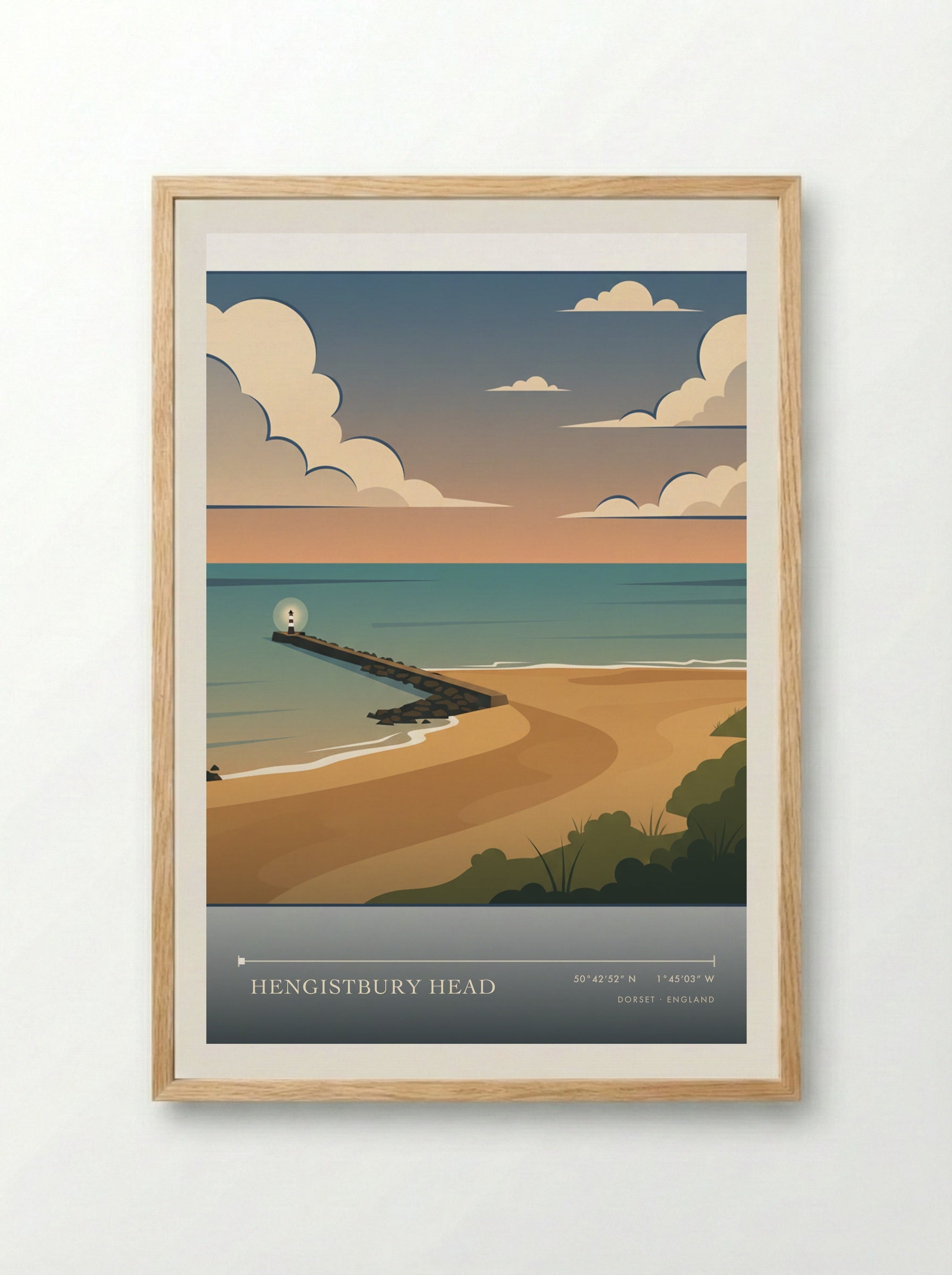 Hengistbury Head Dorset England Travel Poster - Framed Print Wood