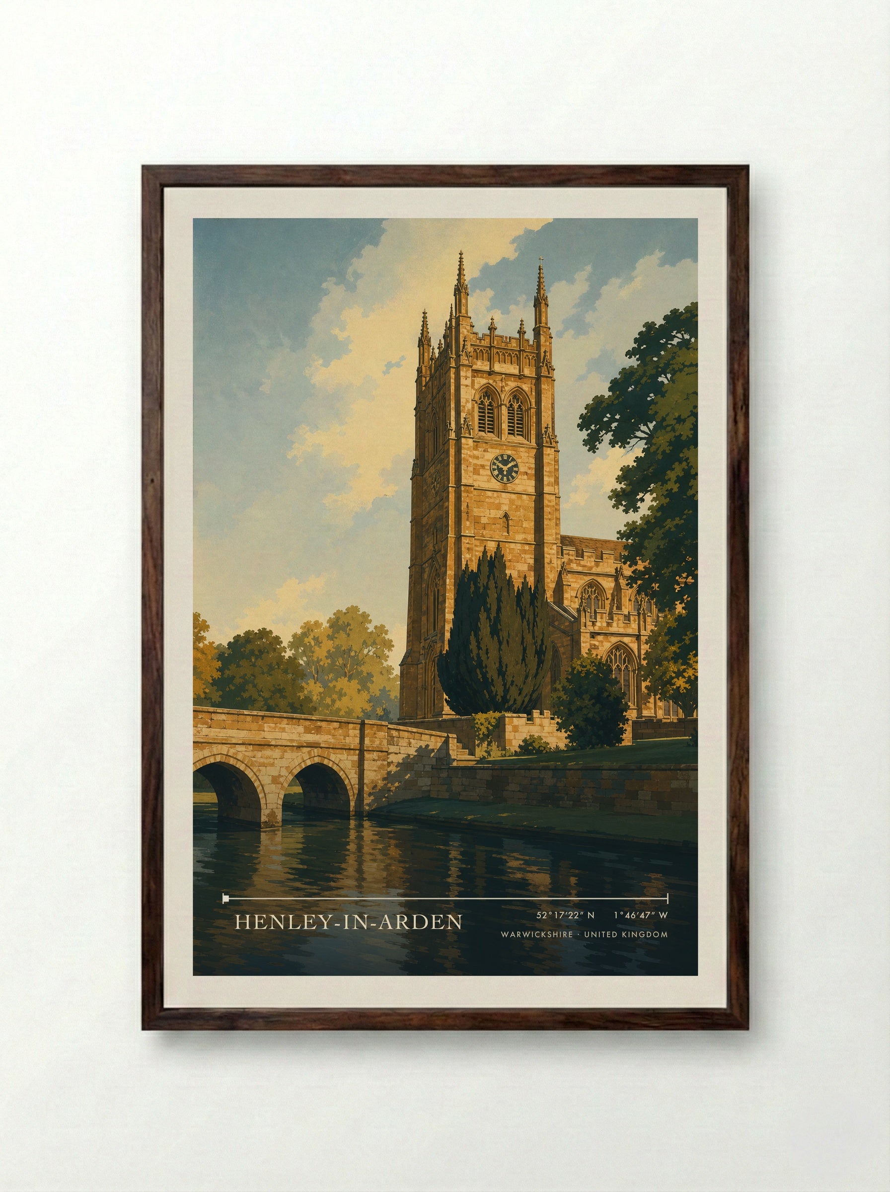 Henley-in-Arden Warwickshire United Kingdom Travel Poster - Framed Print Dark Wood