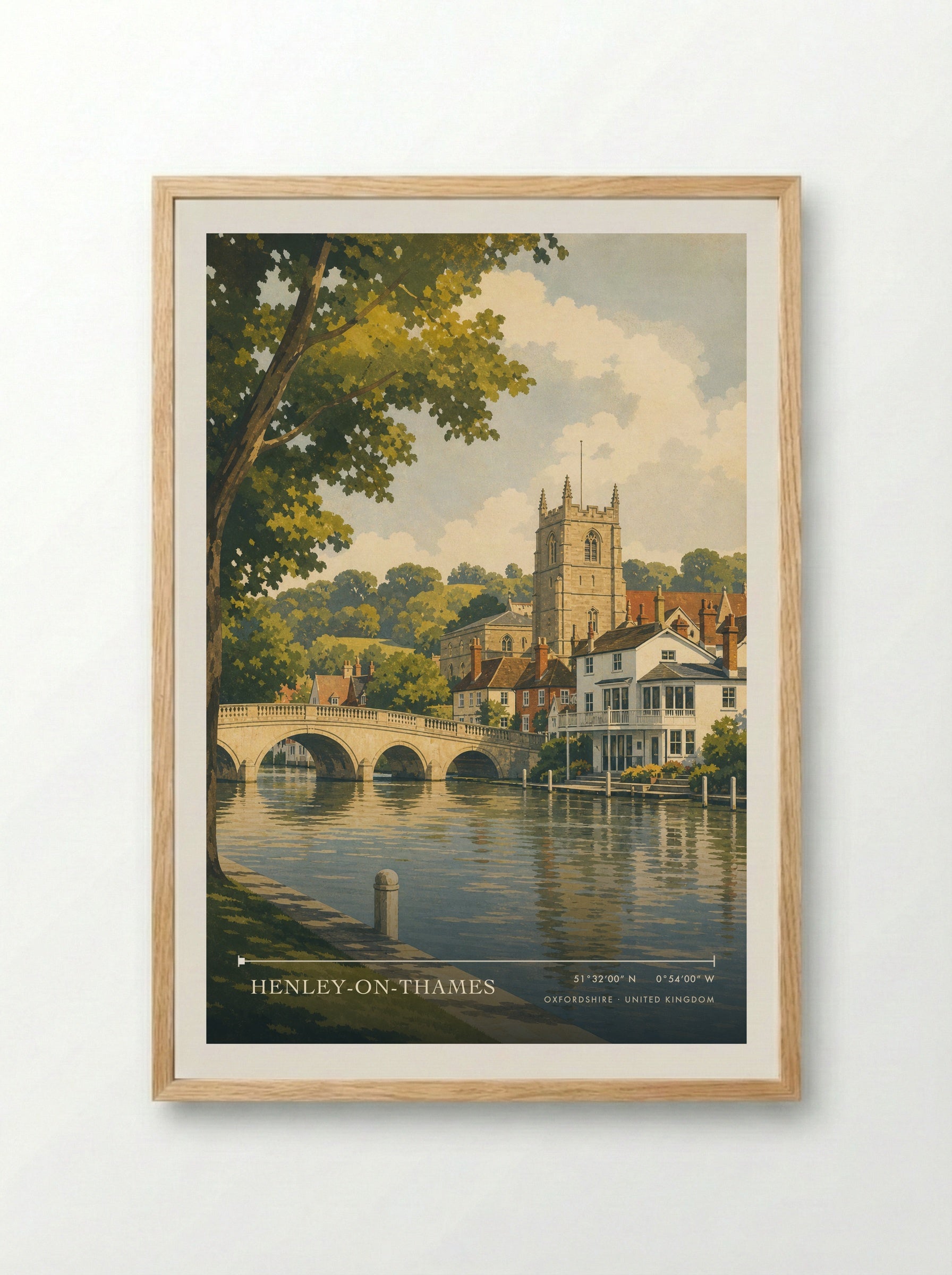 Henley-on-Thames Oxfordshire United Kingdom Travel Poster - Framed Print Wood