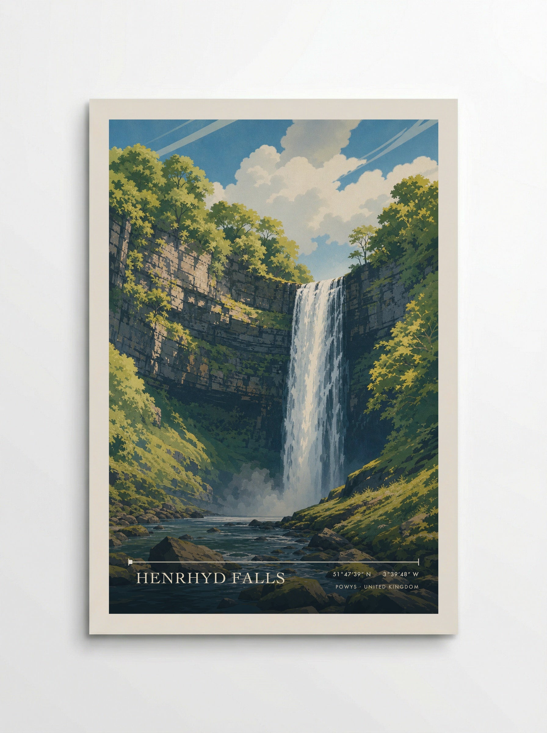 Henrhyd Falls Powys United Kingdom Travel Poster - Poster
