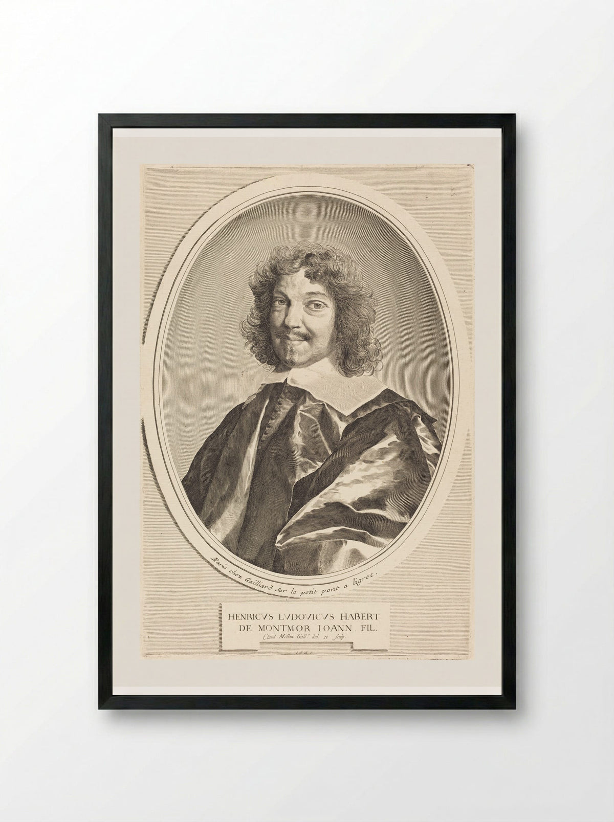 Henri-Louis Habert de Montmor - Claude Mellan - Framed Print Black