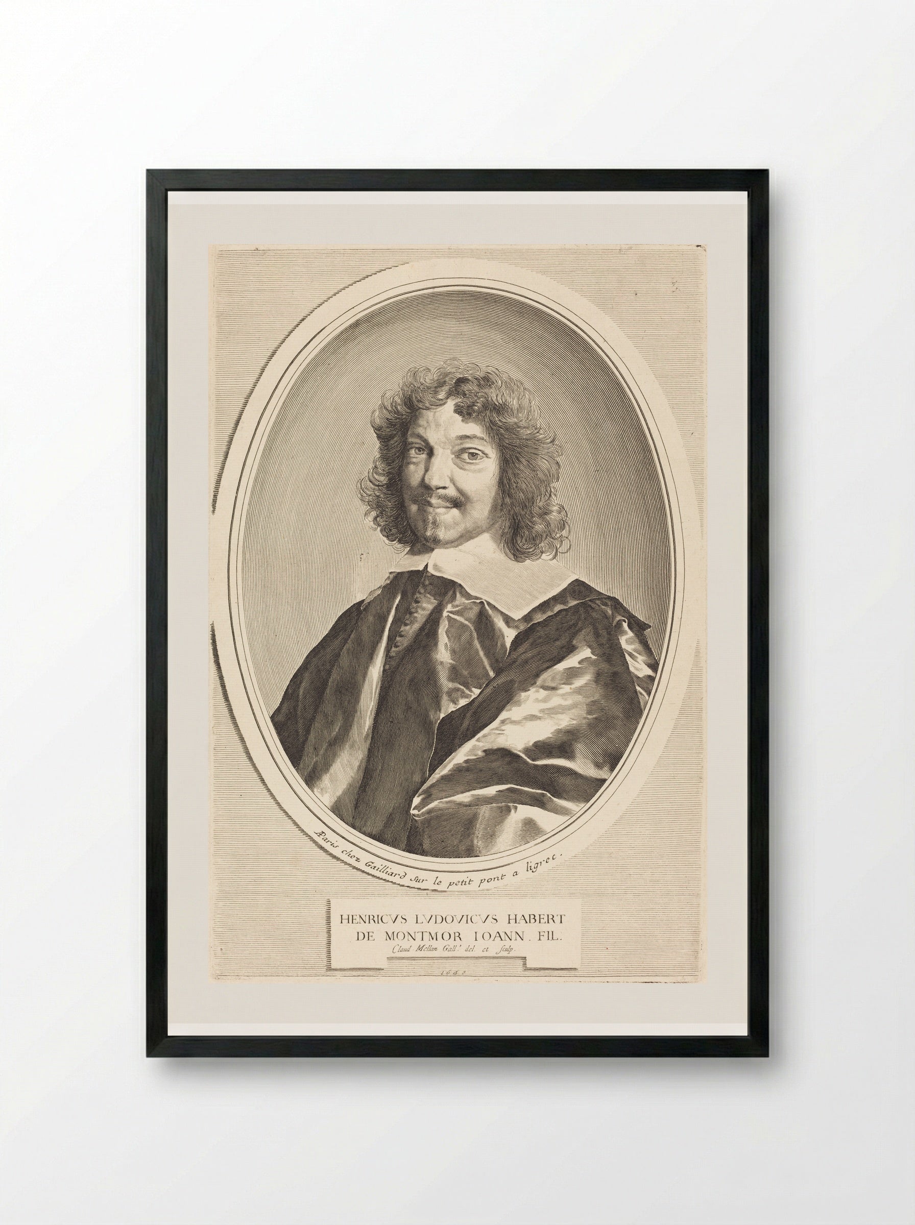 Henri-Louis Habert de Montmor - Claude Mellan - Framed Print Black
