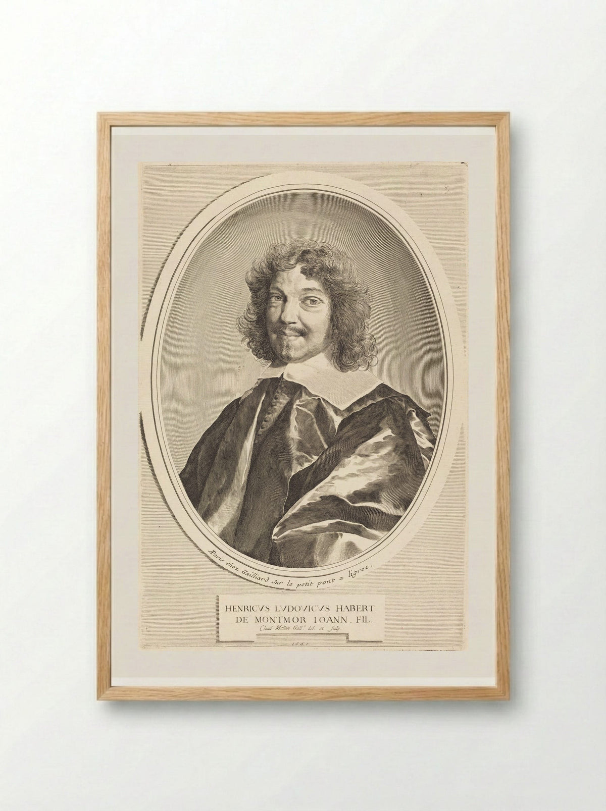 Henri-Louis Habert de Montmor - Claude Mellan - Framed Print Wood