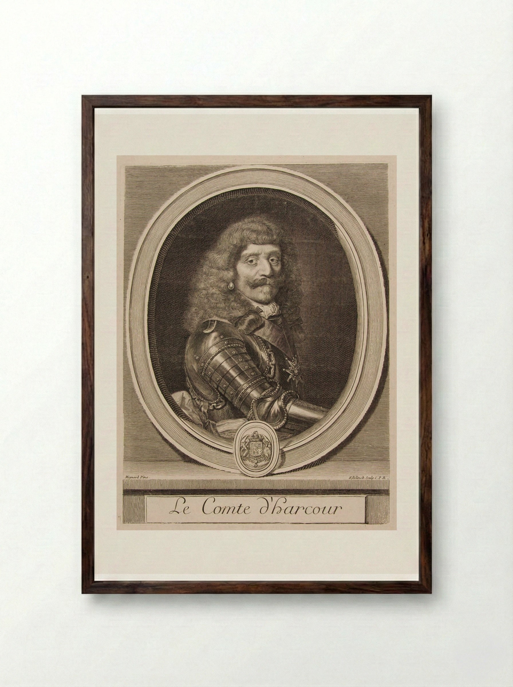 Henri de Lorraine, Comte d'Harcourt - Gérard Edelinck - Framed Print Dark Wood