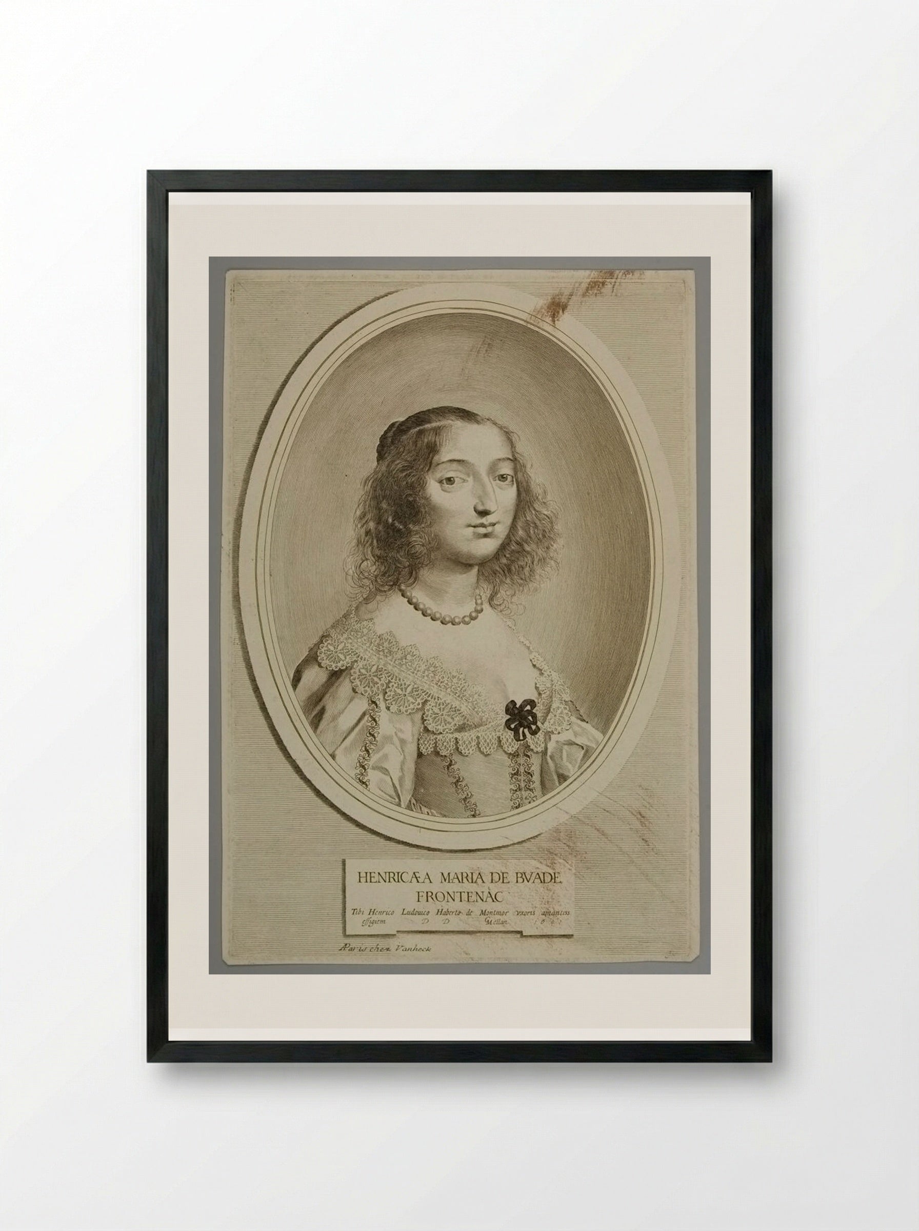 Henricaea Maria de Bunde-Frontenac - Claude Mellan - Framed Print Black