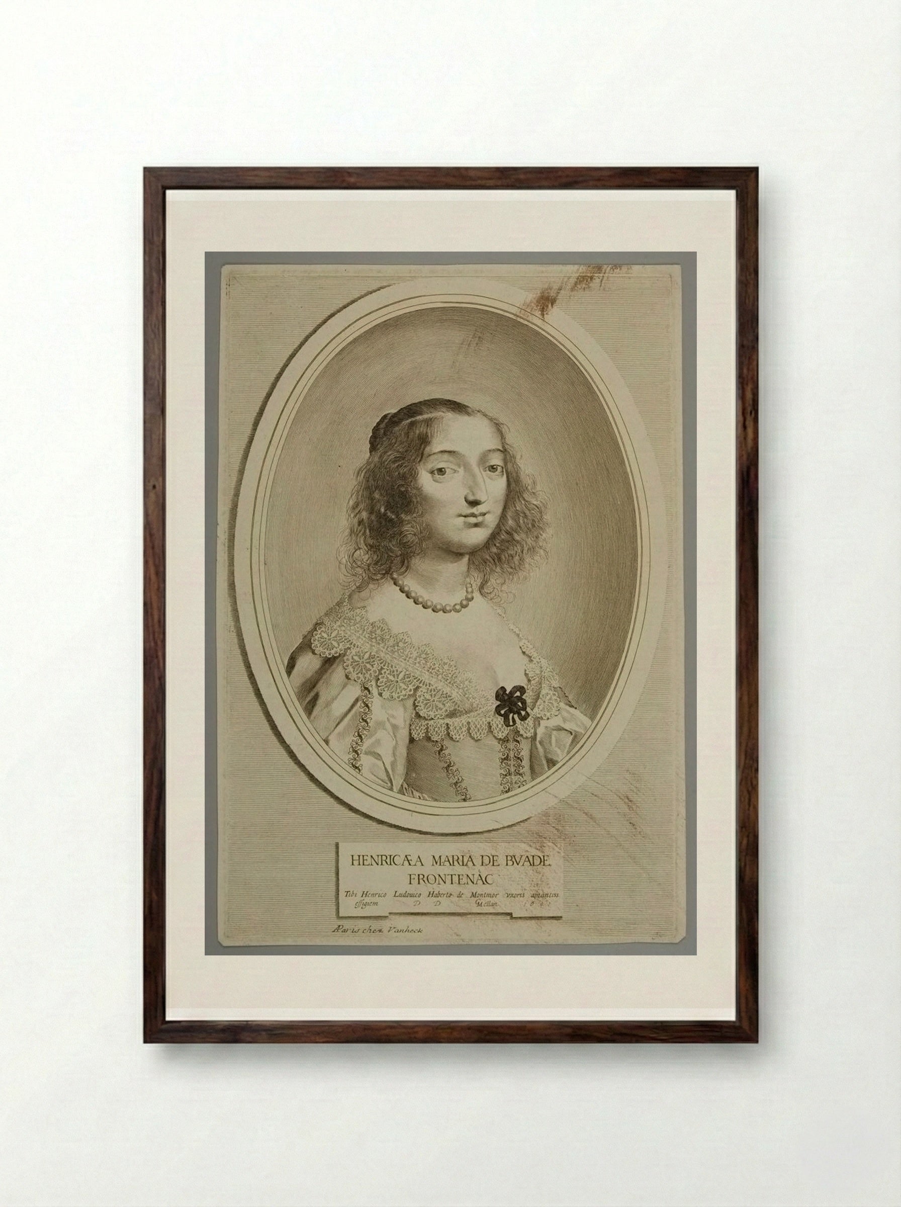Henricaea Maria de Bunde-Frontenac - Claude Mellan - Framed Print Dark Wood