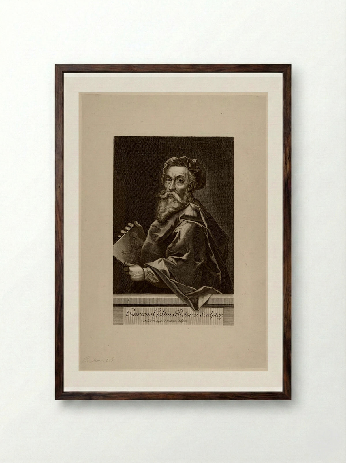 Henricus Goltzius - Gérard Edelinck - Framed Print Dark Wood