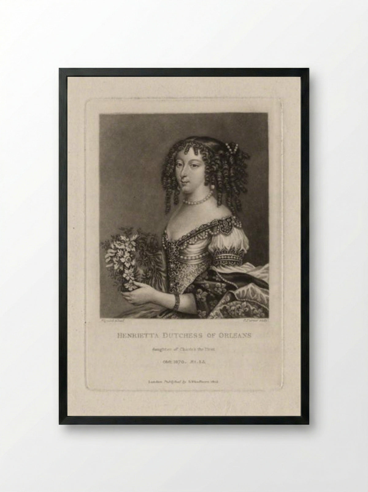 Henrietta Anne, Duchess of Orleans - Charles Turner - Framed Print Black