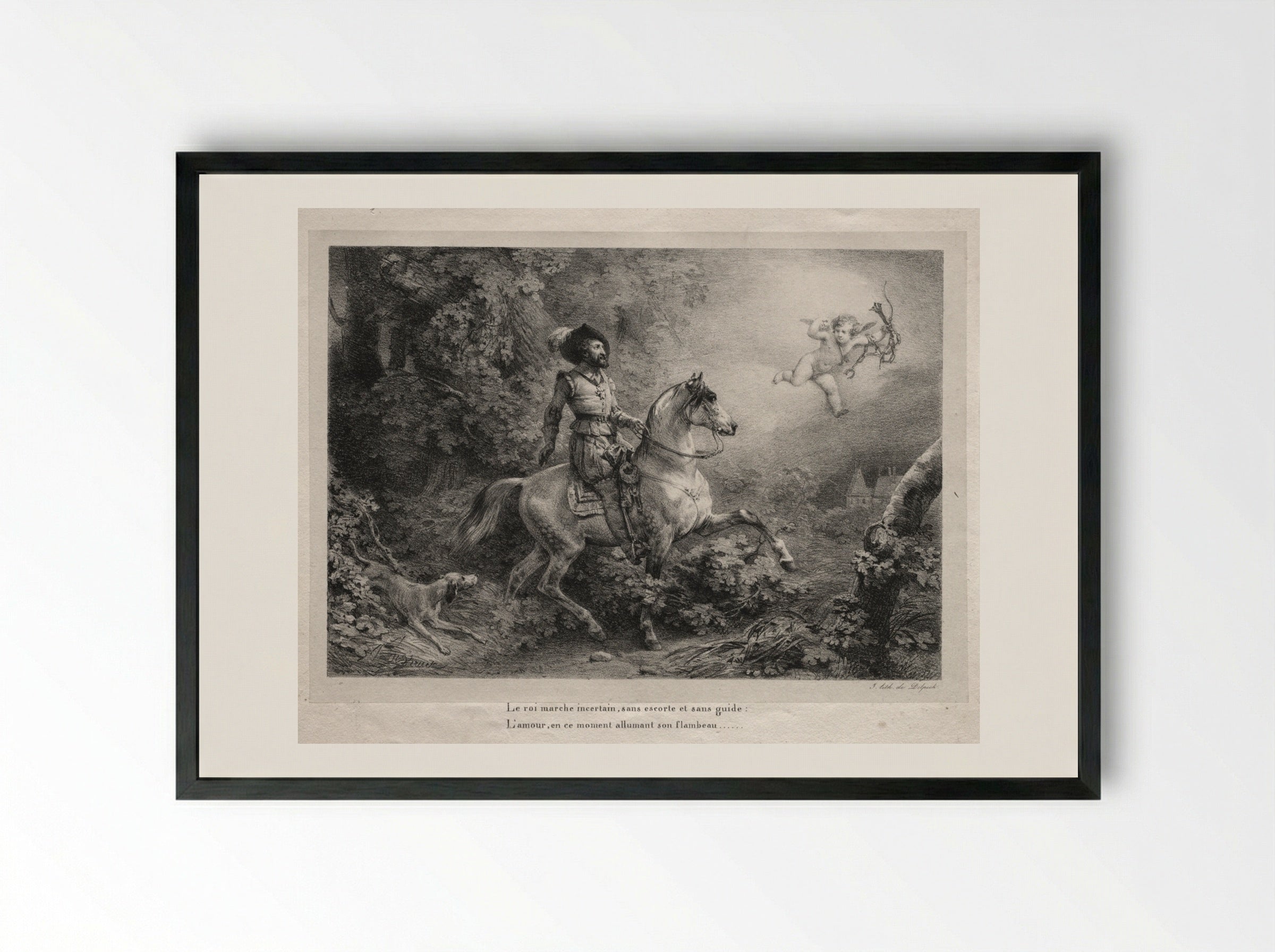 Henry IV Rides to the Château d'Anet - Horace Vernet - Framed Print Black