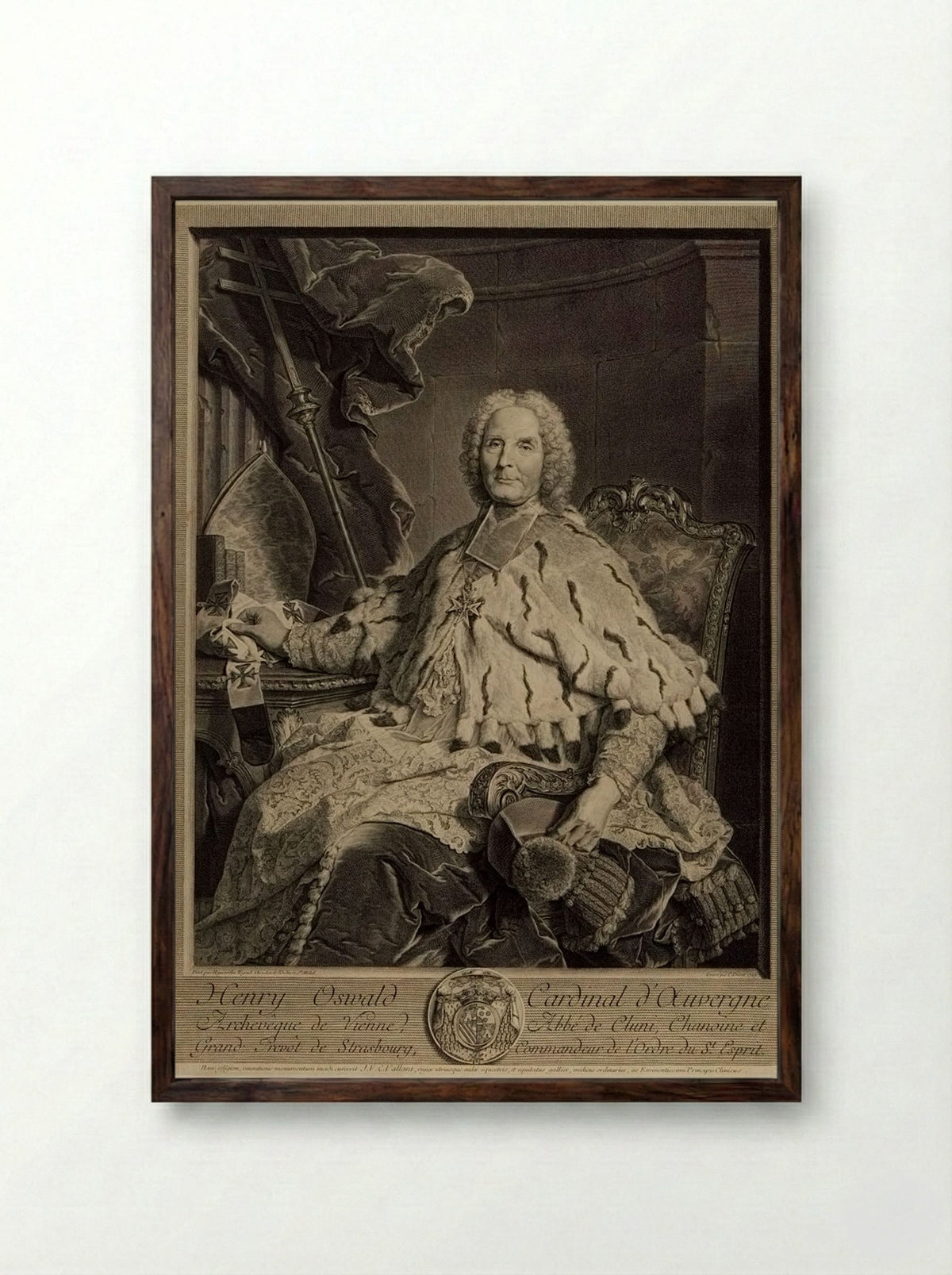 Henry Oswald, Cardinal of Auvergne - Claude Drevet - Framed Print Dark Wood