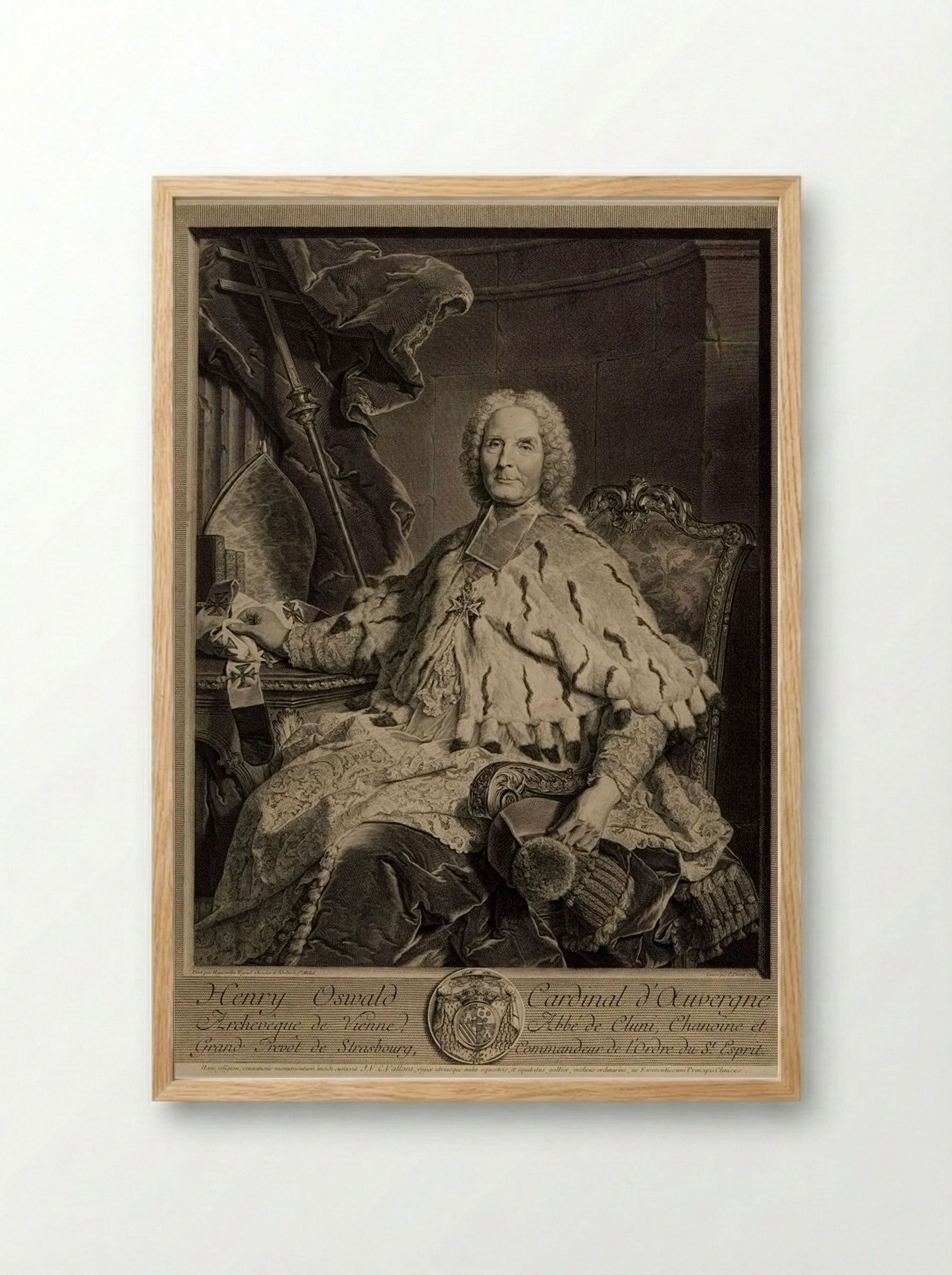 Henry Oswald, Cardinal of Auvergne - Claude Drevet - Framed Print Wood