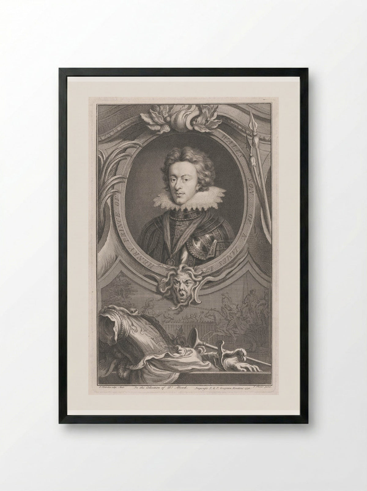 Henry Prince of Wales, Son of King James I - Jacobus Houbraken - Framed Print Black