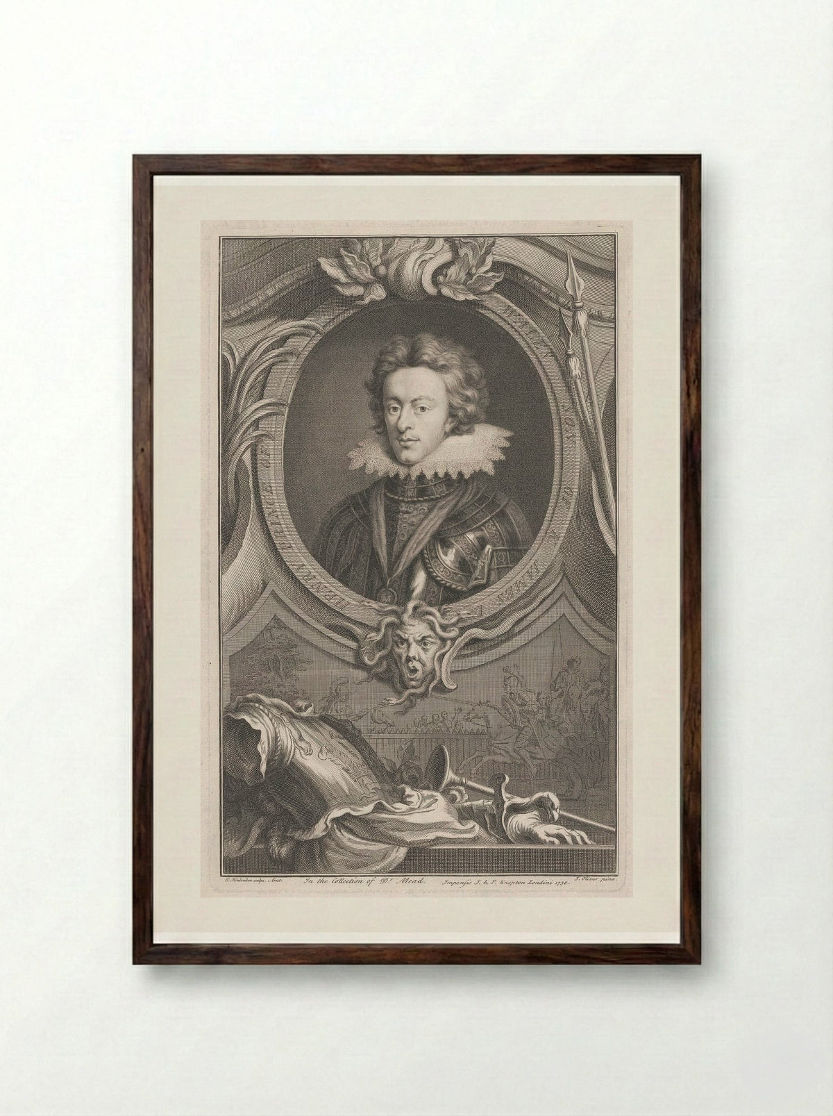 Henry Prince of Wales, Son of King James I - Jacobus Houbraken - Framed Print Dark Wood