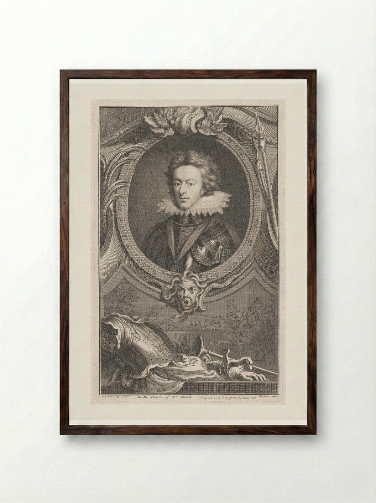 Henry Prince of Wales, Son of King James I - Jacobus Houbraken - Framed Print Dark Wood