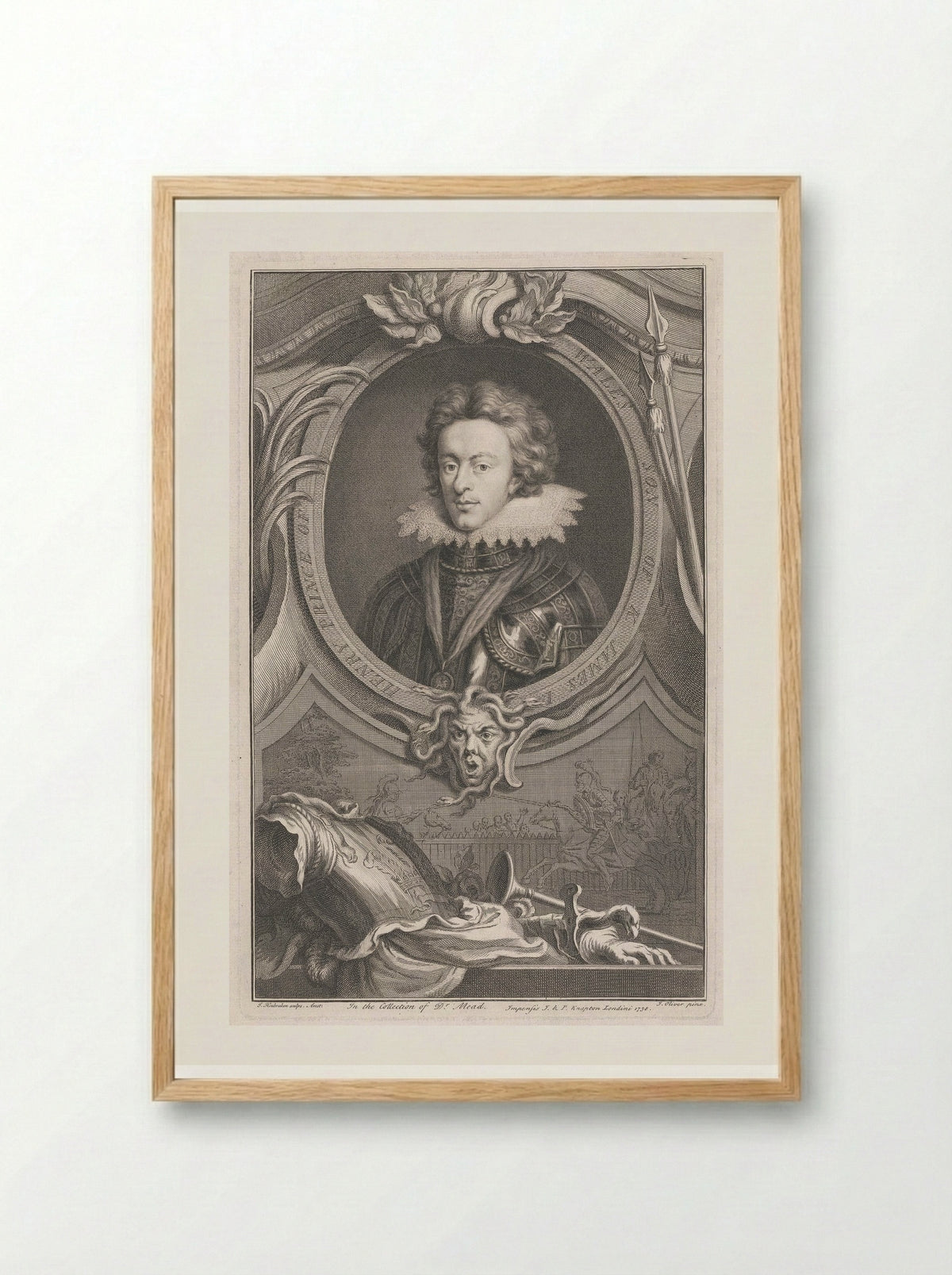 Henry Prince of Wales, Son of King James I - Jacobus Houbraken - Framed Print Wood