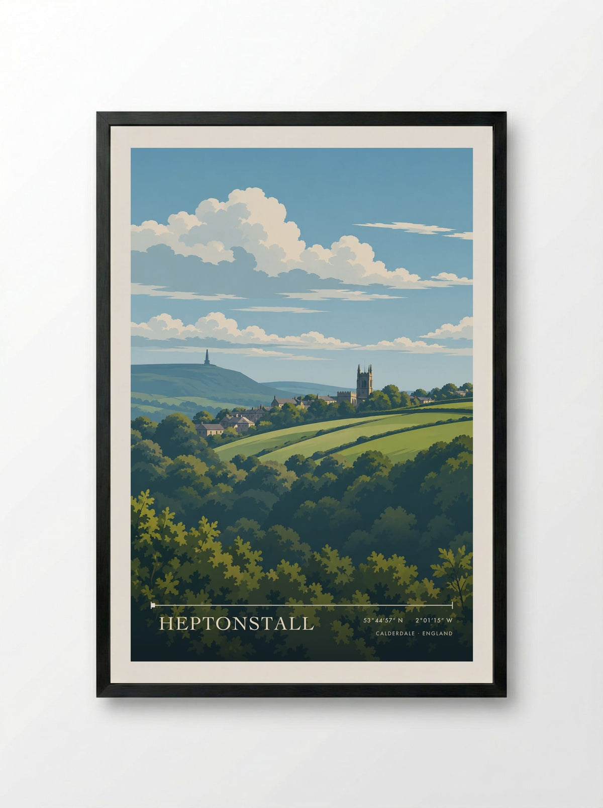 Heptonstall, Calderdale | Travel Poster - Framed Print Black